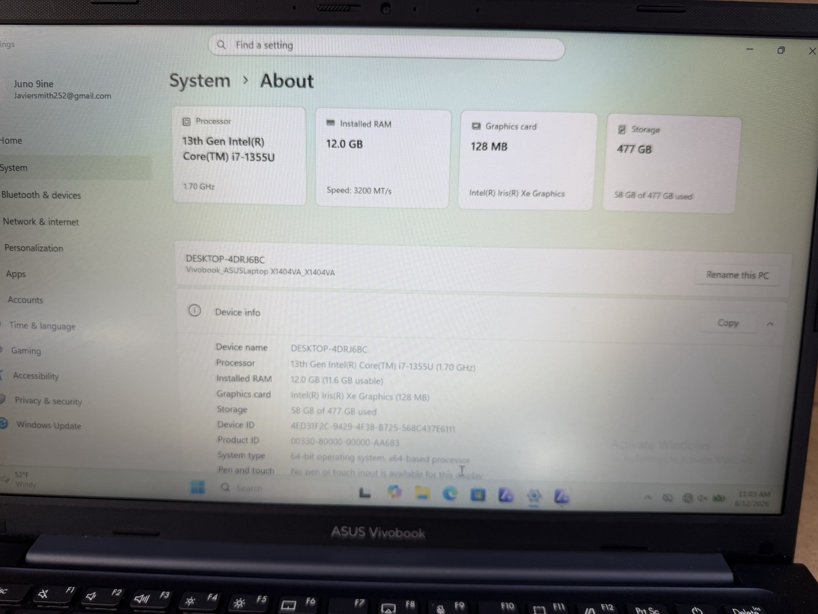 ASUS VivoBook X1404VA-I712512 14″ Intel Core i7-1355U 12GB DDR4 512GB SSD Win 11