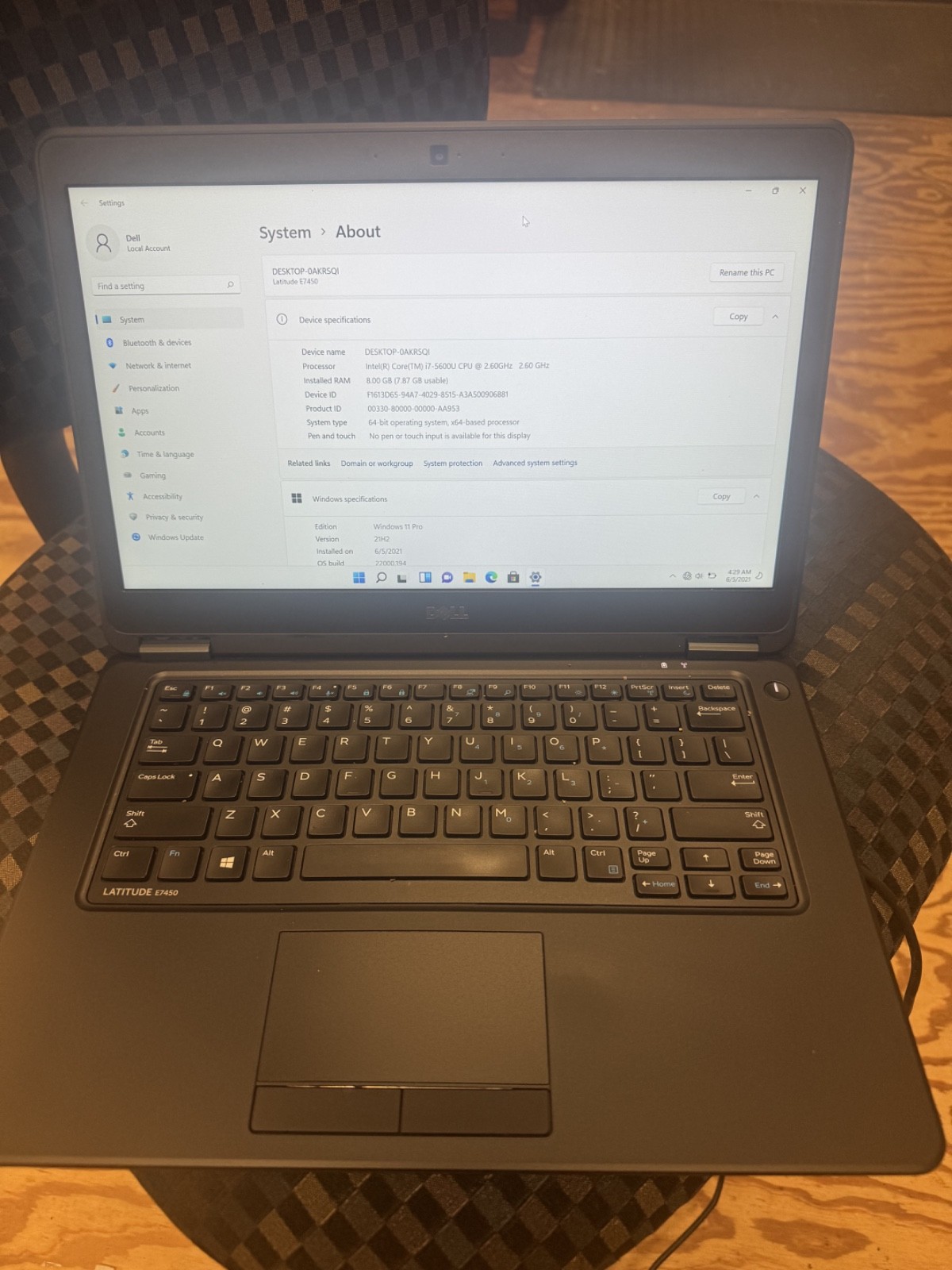 Dell Latitude E7450,i5,250gb HDD,8gb Ram, 14” 5th gen