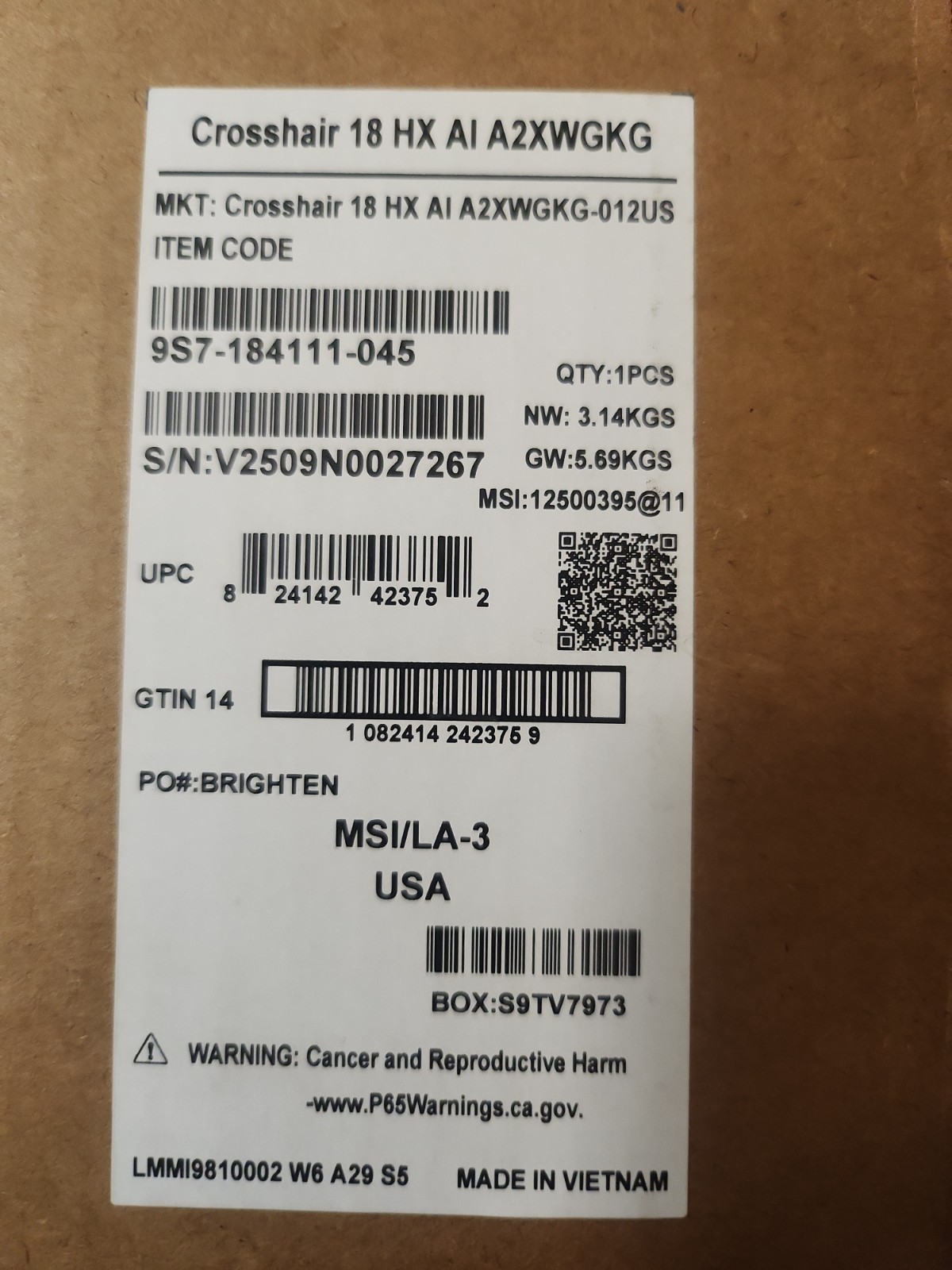 MSI Crosshair 18 HX AI A2XWGKG-012US 18″ Gaming Laptop QHD U9-275HX 5070 1TB