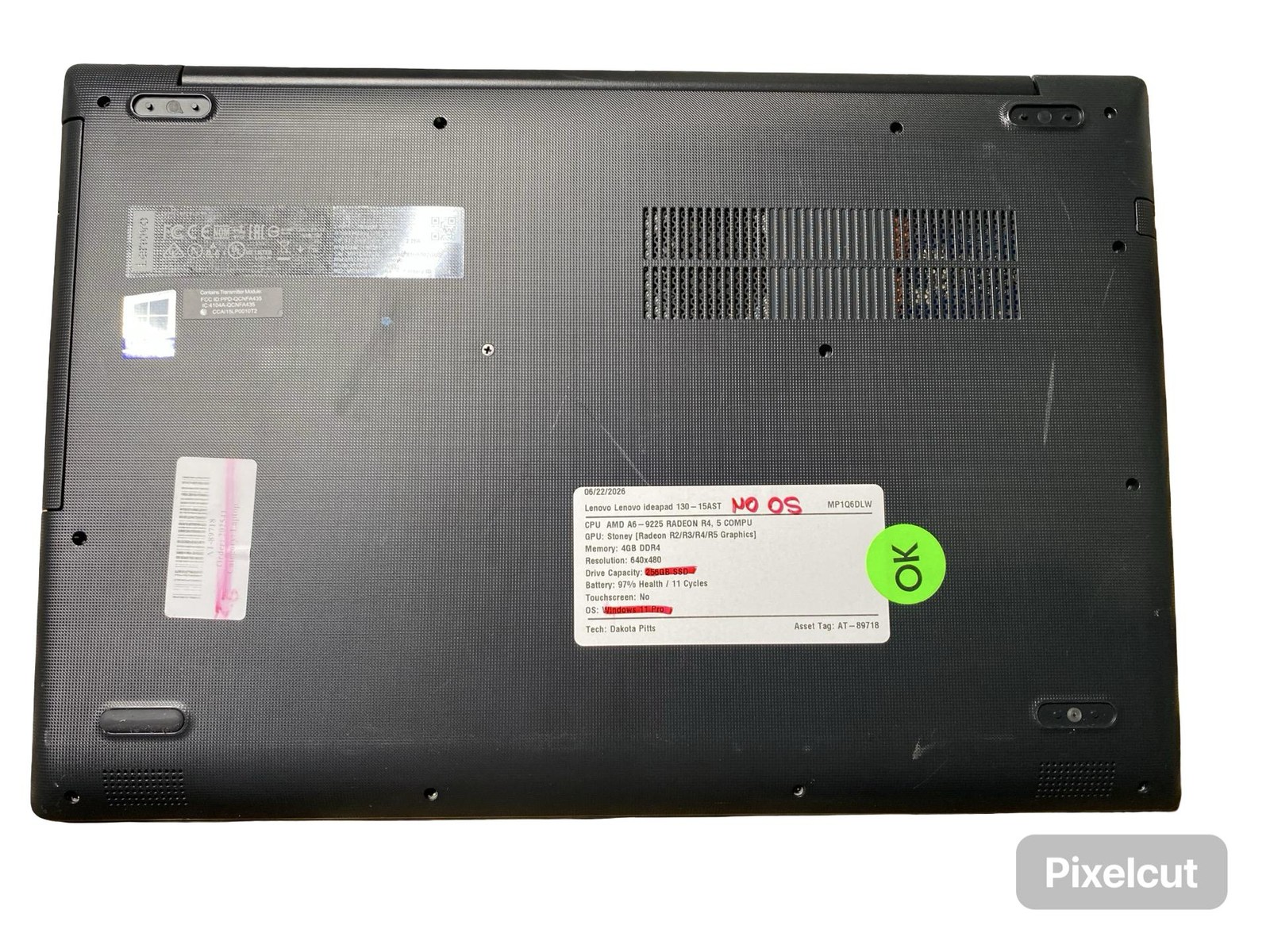 Lenovo Ideaoad 130-15AST AMD A6 9225 Radeon R4 4GB No OS/SSD Brty Inc Grade C