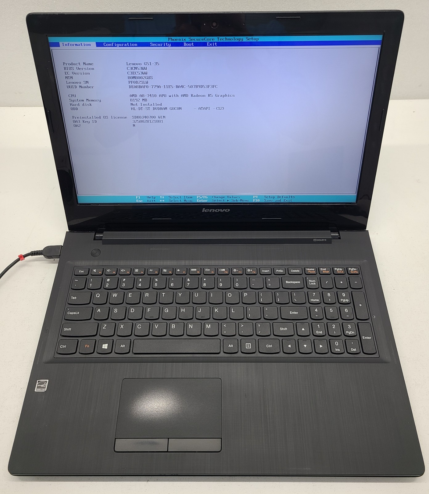 Lenovo G51 35 80M8 Laptop AMD A8-7410 8GB Ram NO HD/OS (FL)
