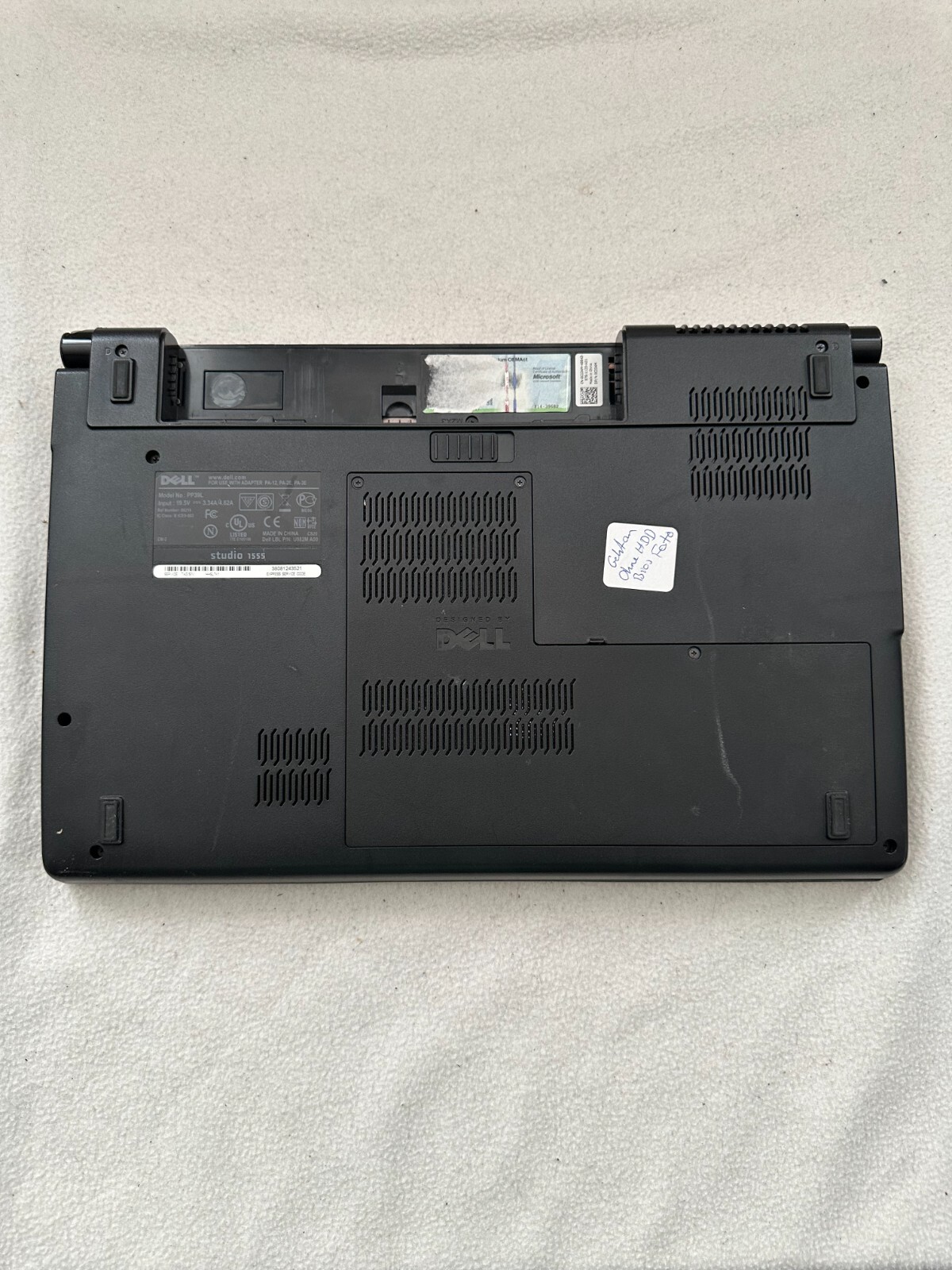 Dell PP39L Studio 1555 Laptop Intel Duo T6400 4GB RAM No HDD Display Error