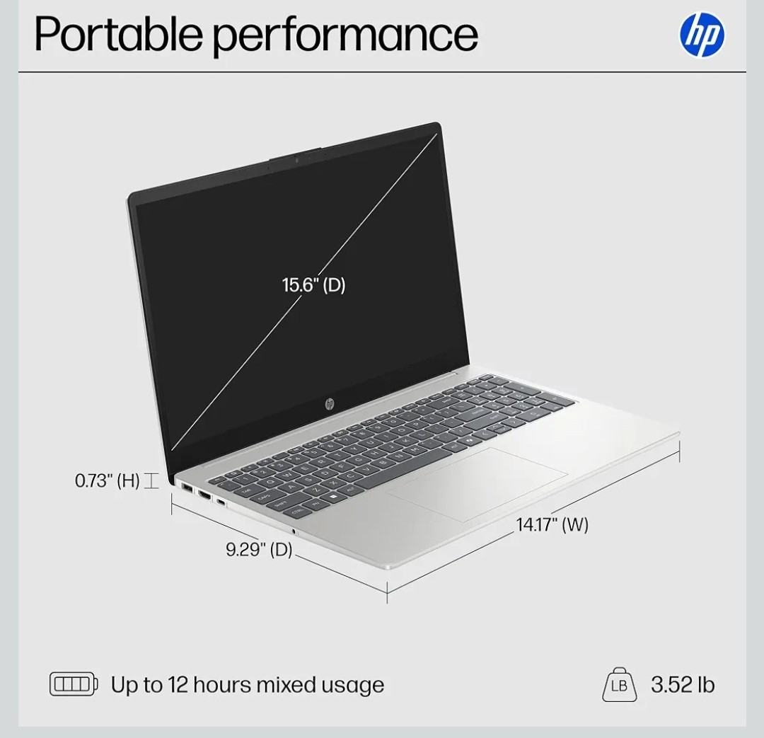 HP 15.6″ Touchscreen Laptop AMD Ryzen 5 8GB RAM 512GB SSD Windows 11- Silver