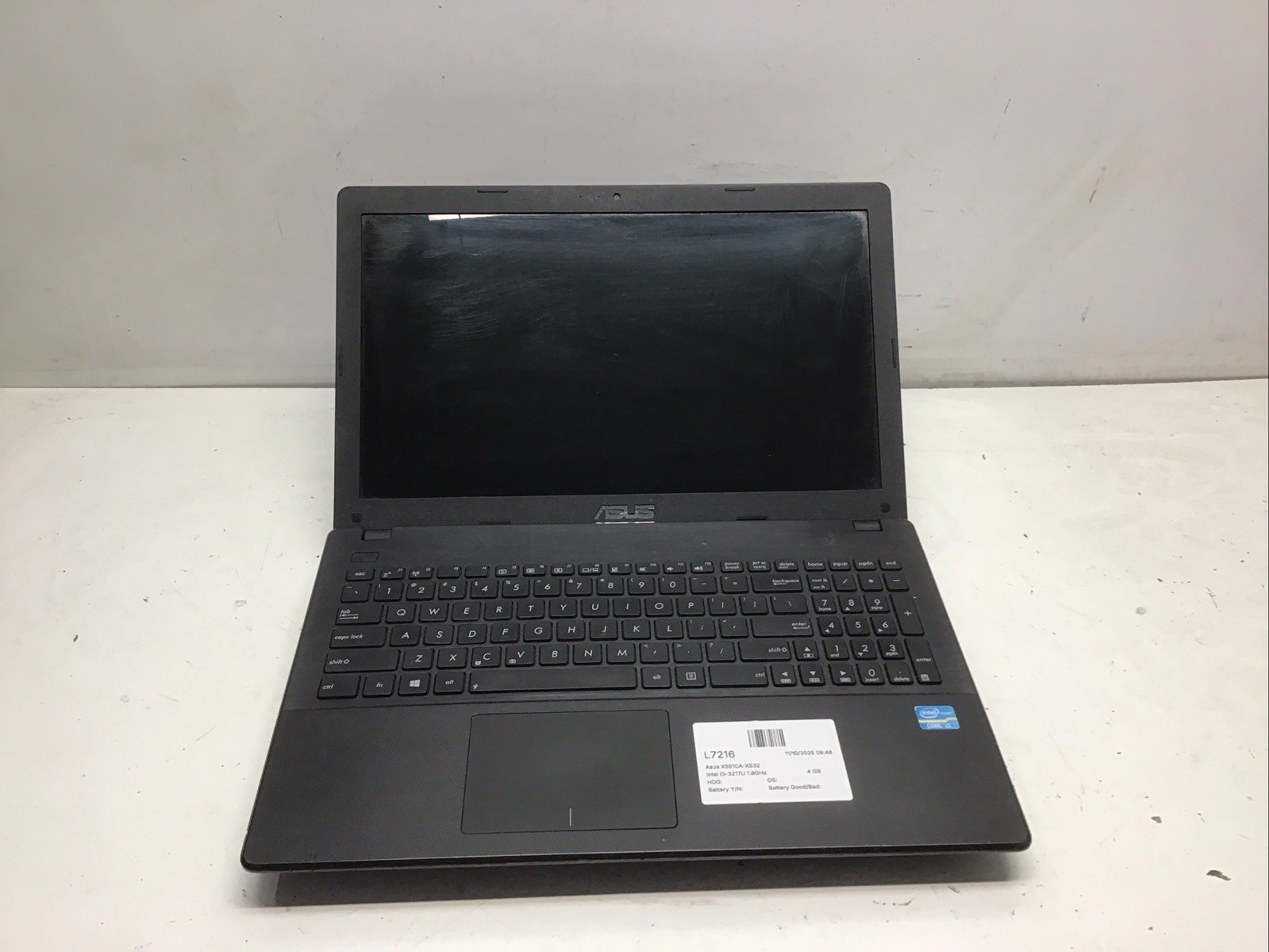 Asus X551CA-XS32 Intel i3-3217U 1.8GHz 4 GB NO HDD