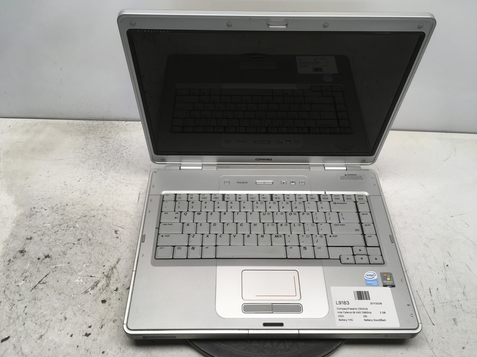 Compaq Presario C502US Intel Celeron M 440 1.86GHz 2 GB NO HDD No Batt