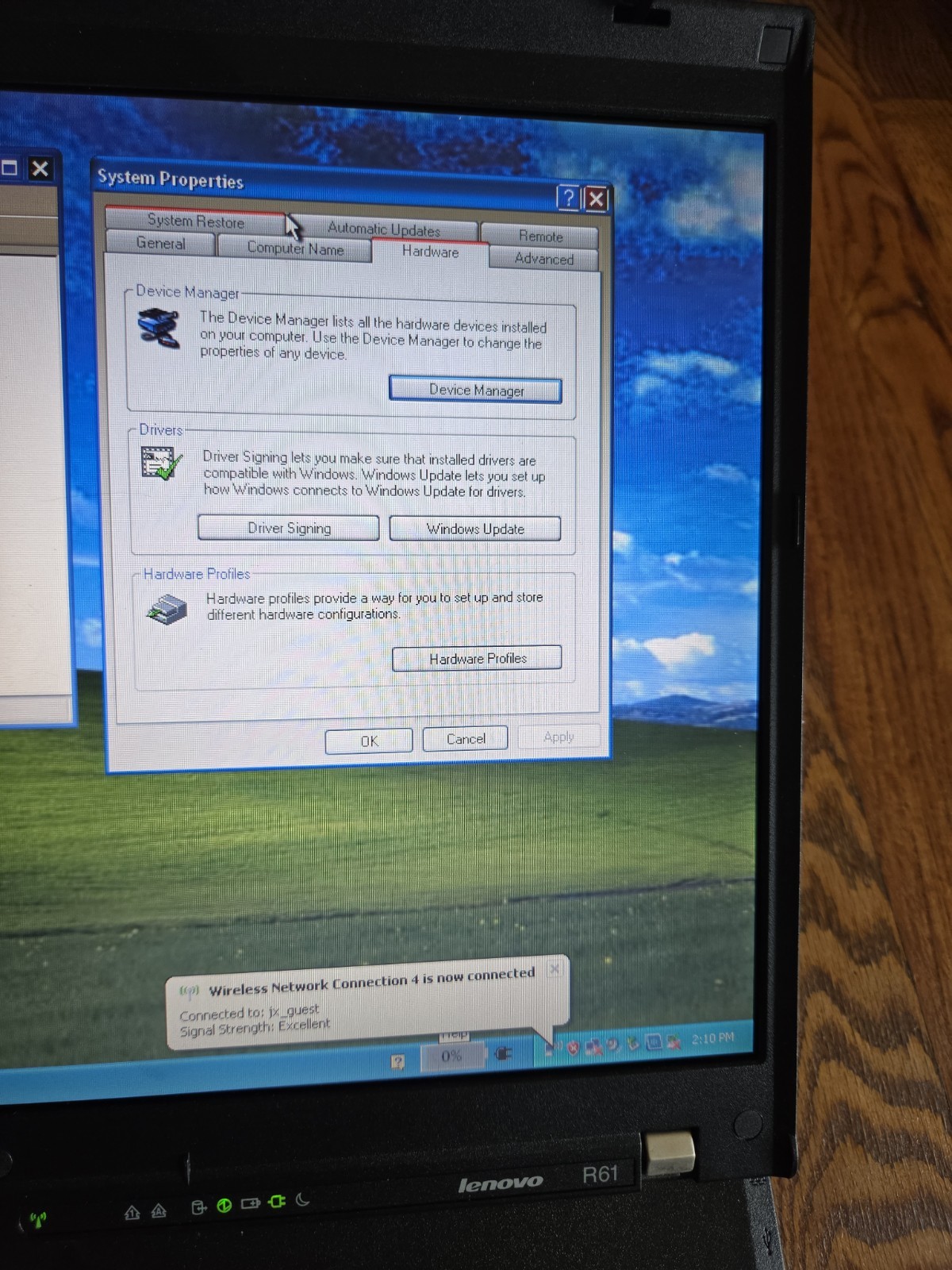 IBM ThinkPad R61 15″ Intel T7500 2.2 GHz 3GB RAM 160GB HDD Win XP Pro