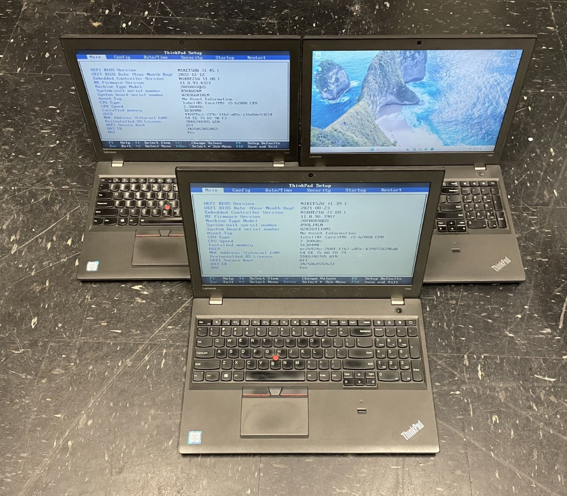 Lot of 3 Lenovo Thinkpad T560 I5-6200U 2.30GHz 16GB 256GB NO OS *READ*