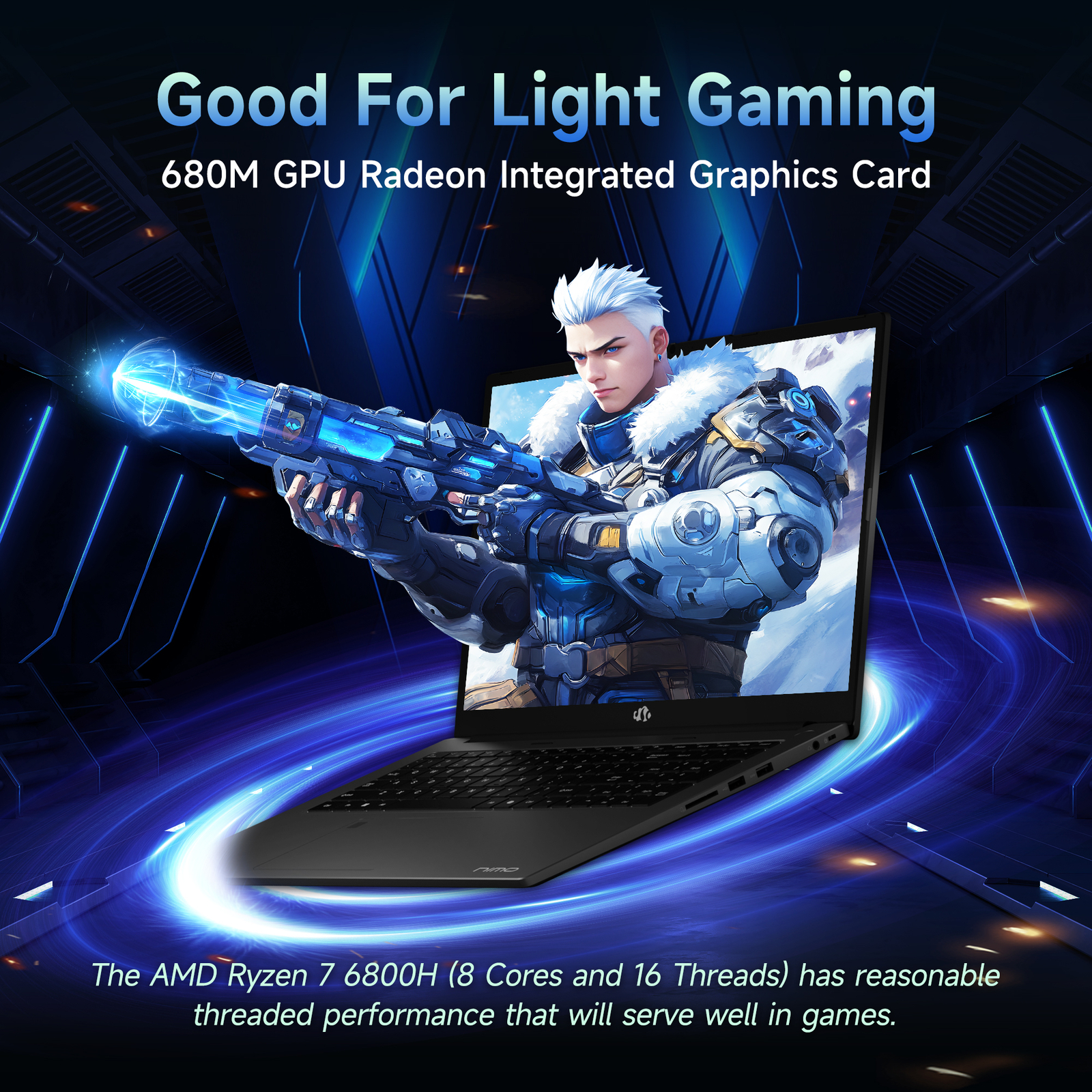 NIMO 17.3″ Gaming Laptop 16GB DDR5 RAM 1TB SSD 8 Cores AMD Ryzen 7 6800H win11 P