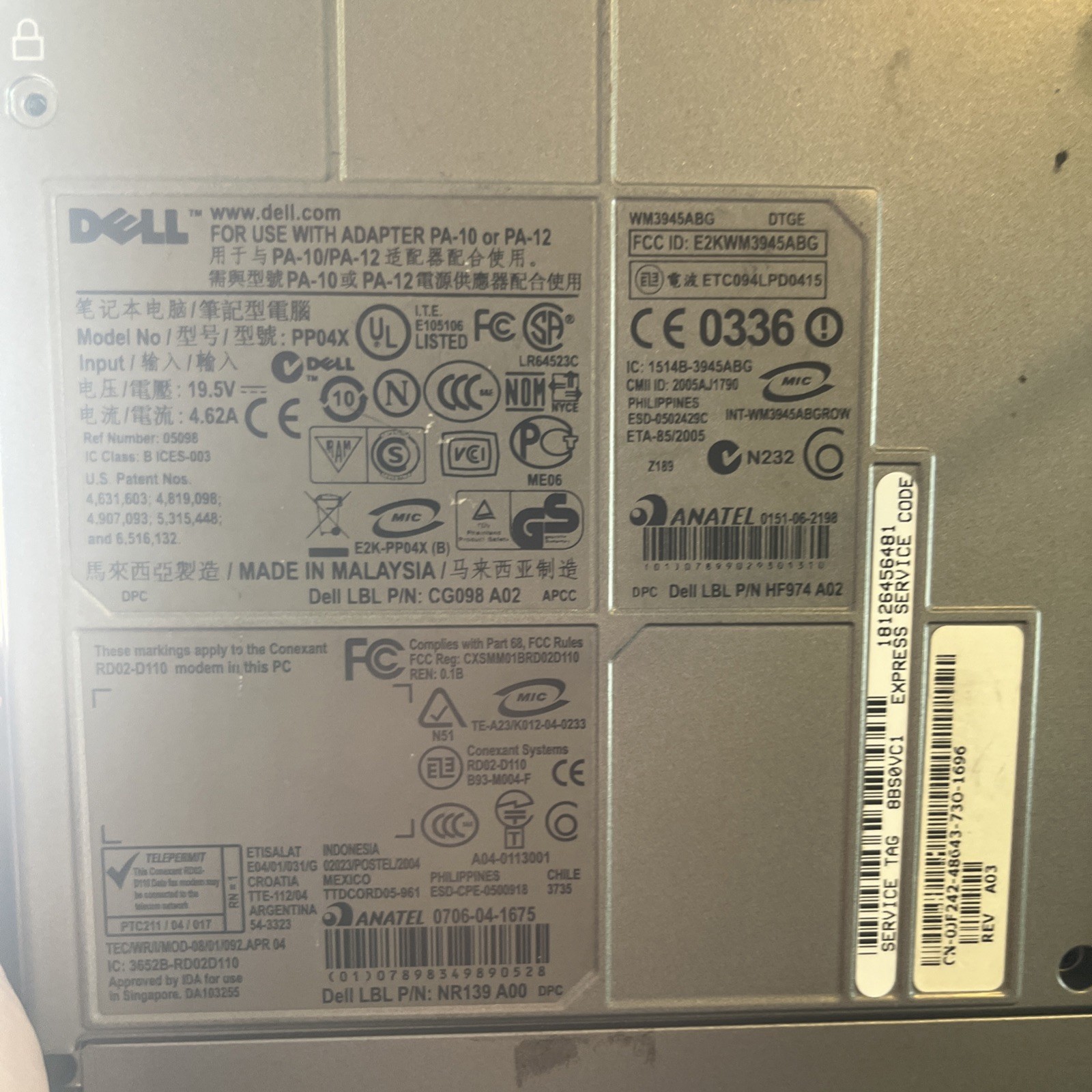 Dell Latitude D820 15.4in. Notebook/Laptop With LTE L16