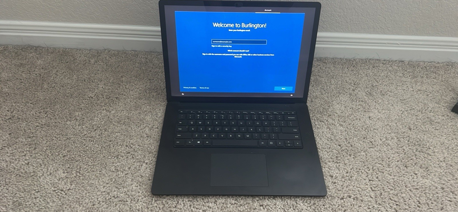 Microsoft Surface Laptop 2 (Model 1867), 256GB SSD, company-enrolled/locked.