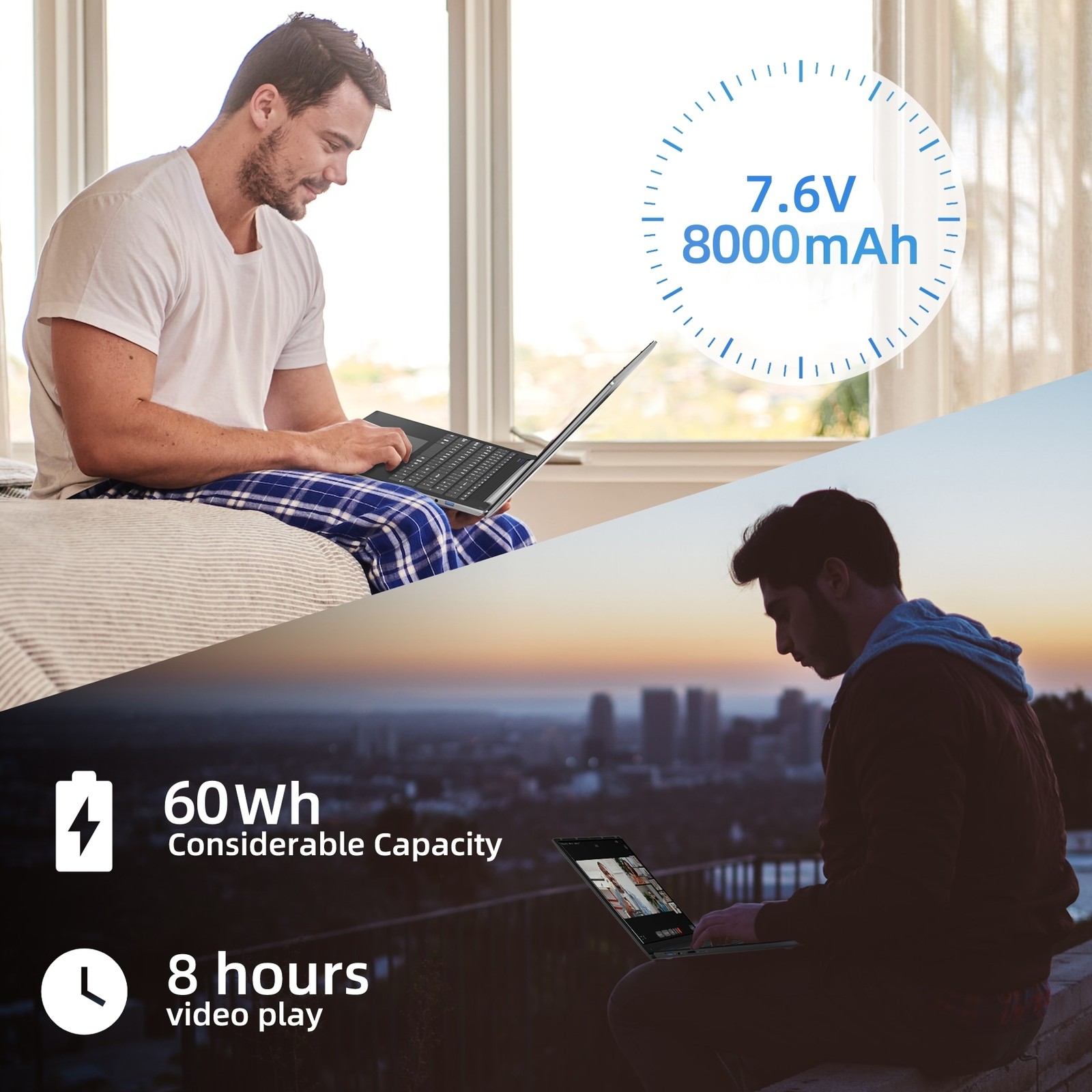 SGIN 17.3″ Laptop 8000mAh 8GB RAM 512GB SSD Notebook 1920×1280 IPS Full HD