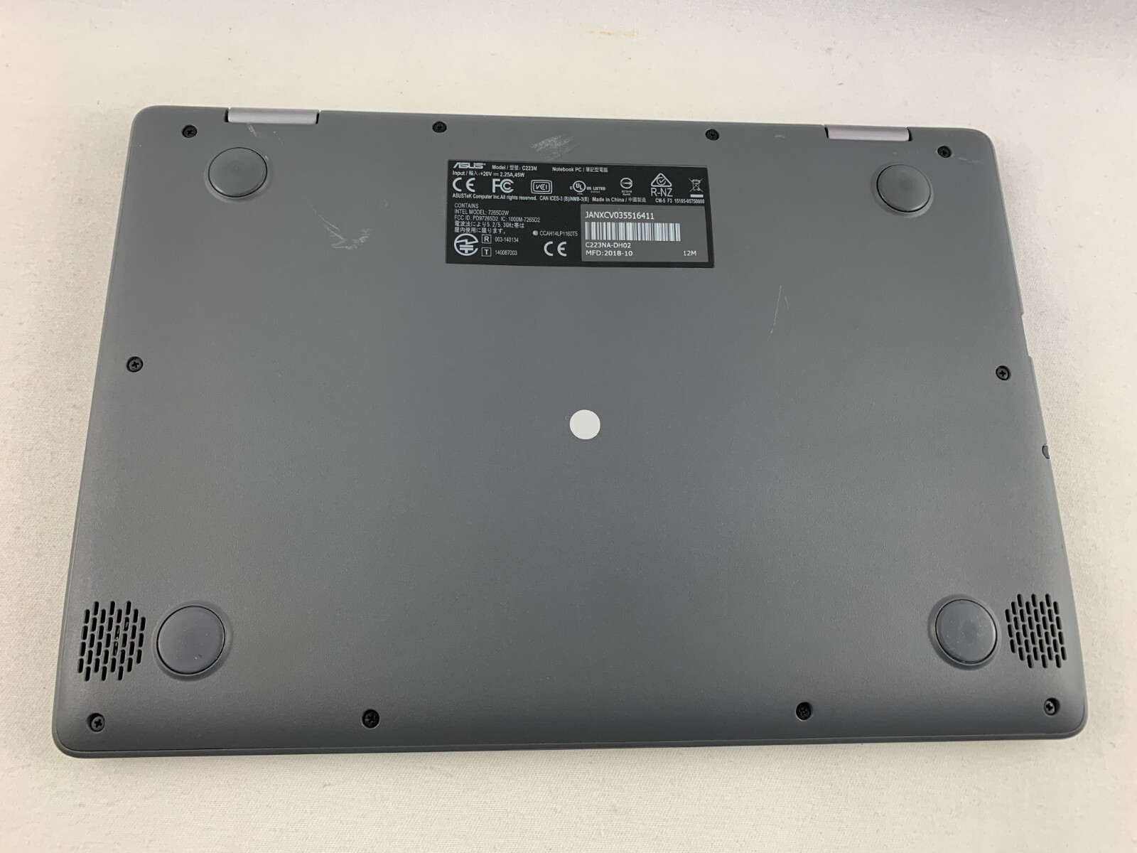 Asus C223N Grey Chromebook, 11.6 Screen, Intel Celeron N3350, 4GB RAM, TESTED 02