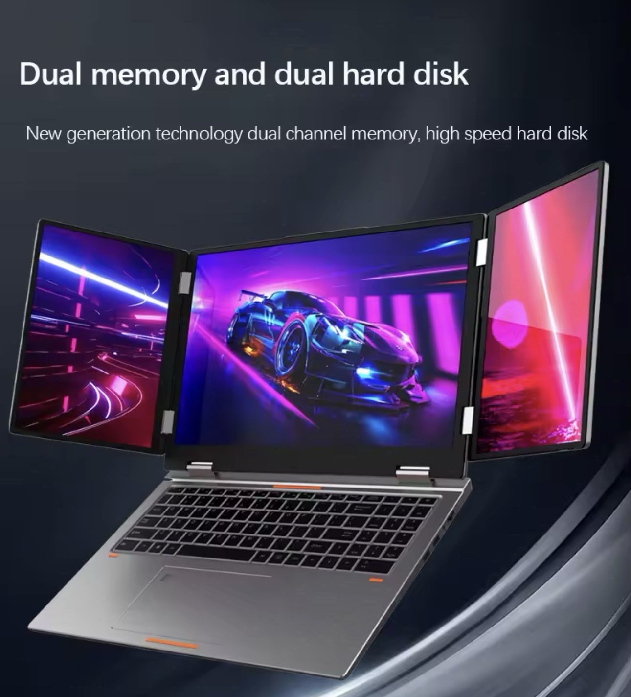 16+2*10.5 Inch Triple Screen Trading Laptop Intel Core i5 1260P 64GB RAM Gaming