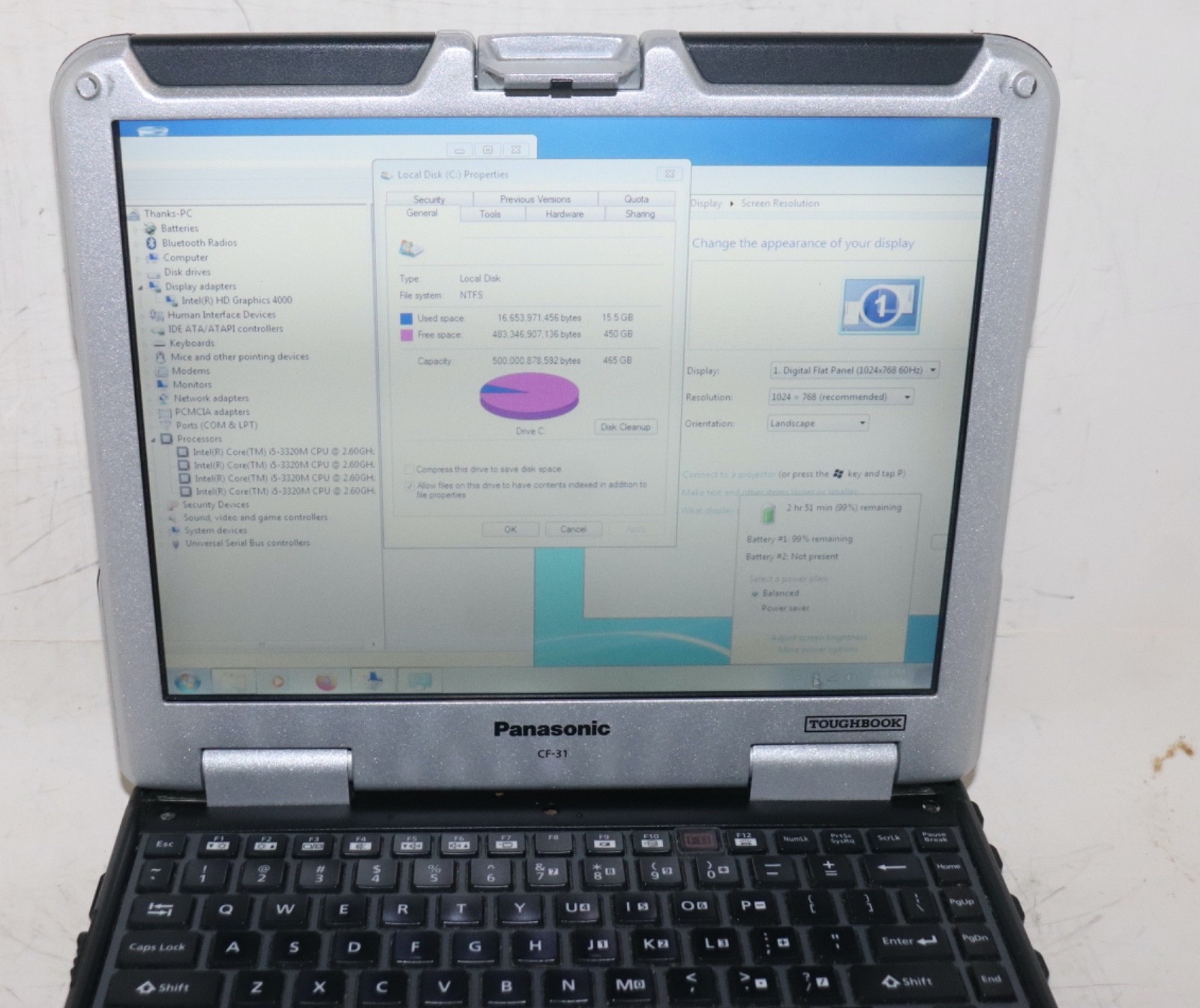 Panasonic ToughBook CF-31|Core i5@2.60 GHz|4GB RAM|500 GBHDD|WIN 7||Touch|Stylus