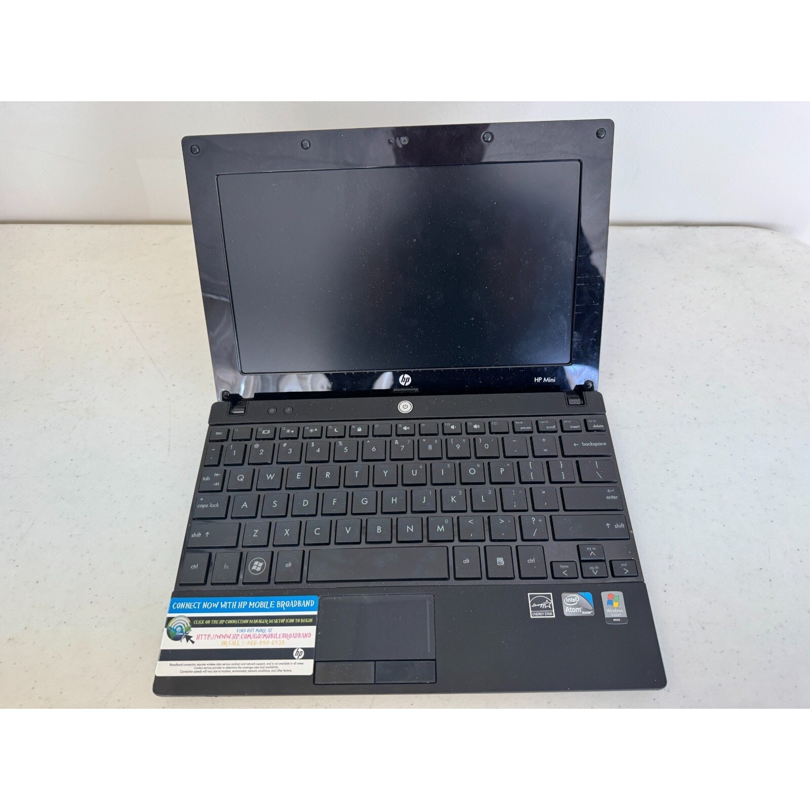 HP Mini 5101 10.1″ Laptop Intel Atom Black No Battery for Parts or Repair