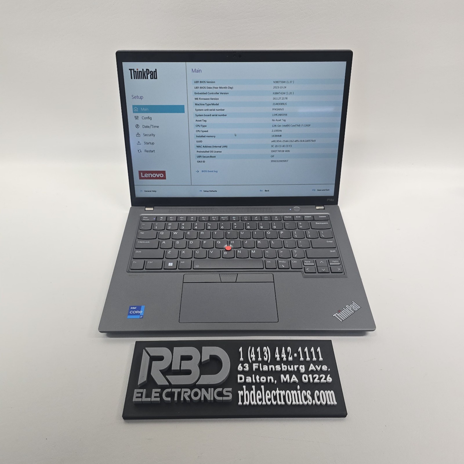 Lenovo ThinkPad P14s Gen 3 FFHD+ Touch I7-1260P 16GB 512 NO OS W/AC