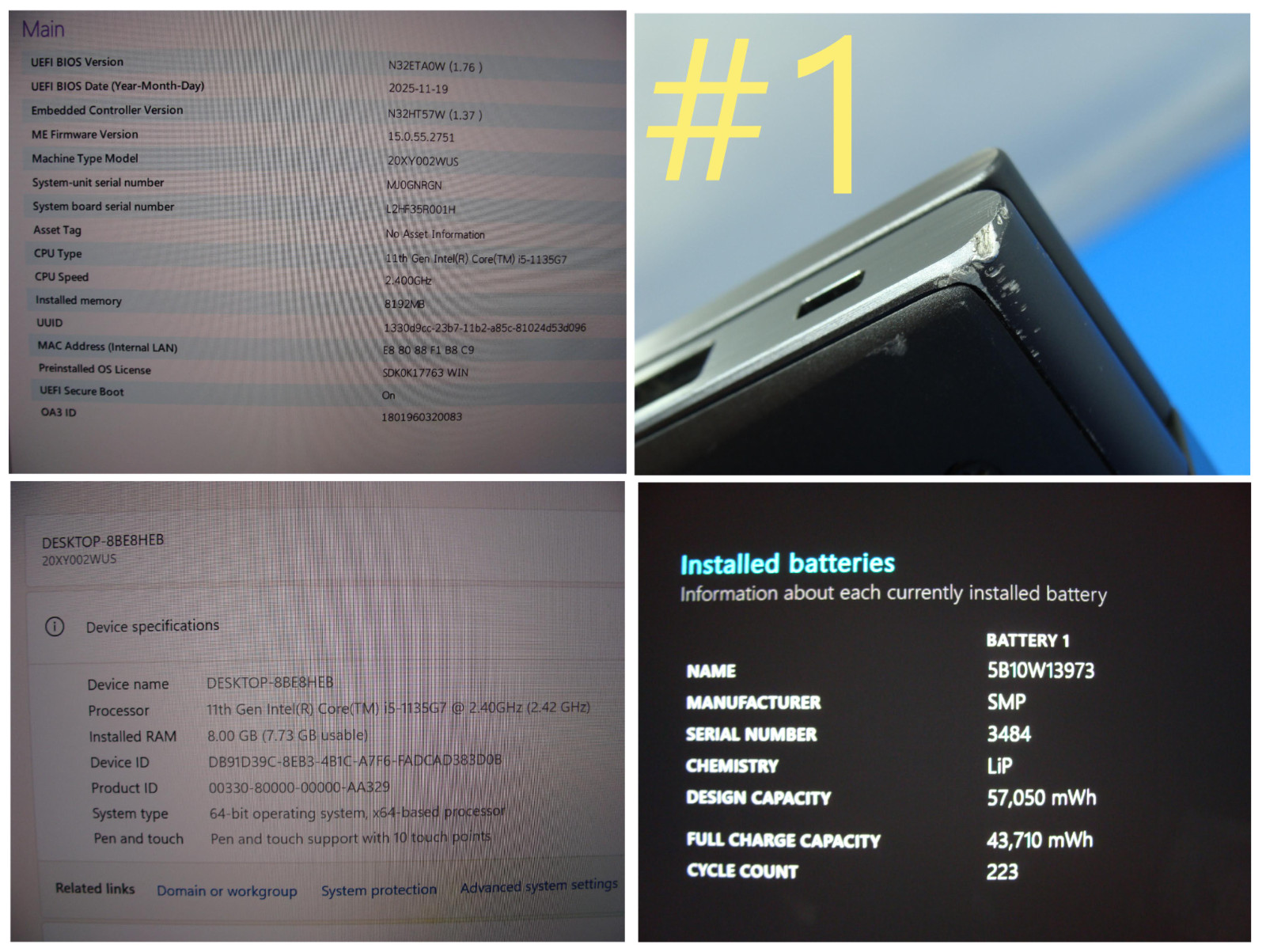 Lenovo ThinkPad X1 Yoga Gen 6 14″ FHD+ TOUCH i5-11th 2.4GHz 8GB 256GB +PEN+PA