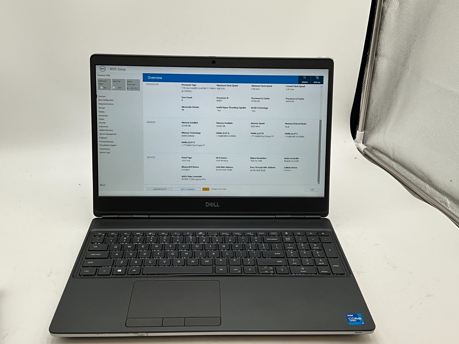 DELL Precision 7560 i7-11850H 2.50g 32GB 1tb T1200 15.6″ WIN11 Laptop 8T0F2J3
