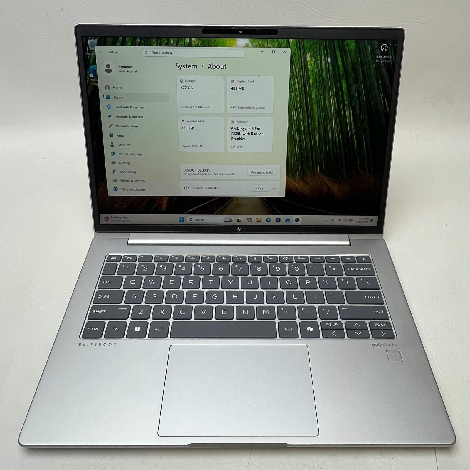 BIOS Locked HP EliteBook 645 G11 Ryzen 5 pro 7535u w/ Radeon Graphics 16GB RAM 5