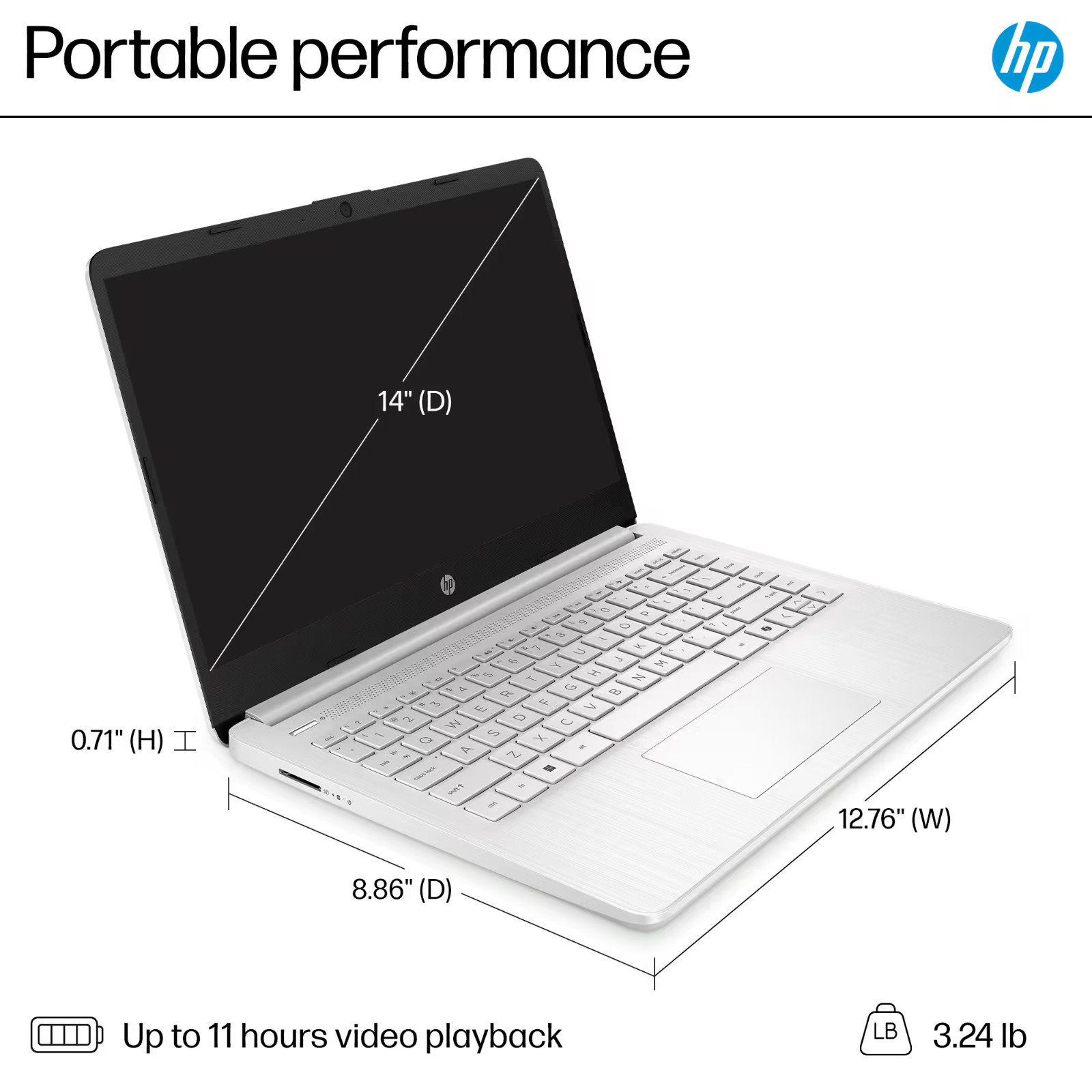 2026 Newest HP Laptop 14″ Quad-Core Intel Processor 8GB RAM 528GB Storage Win 11