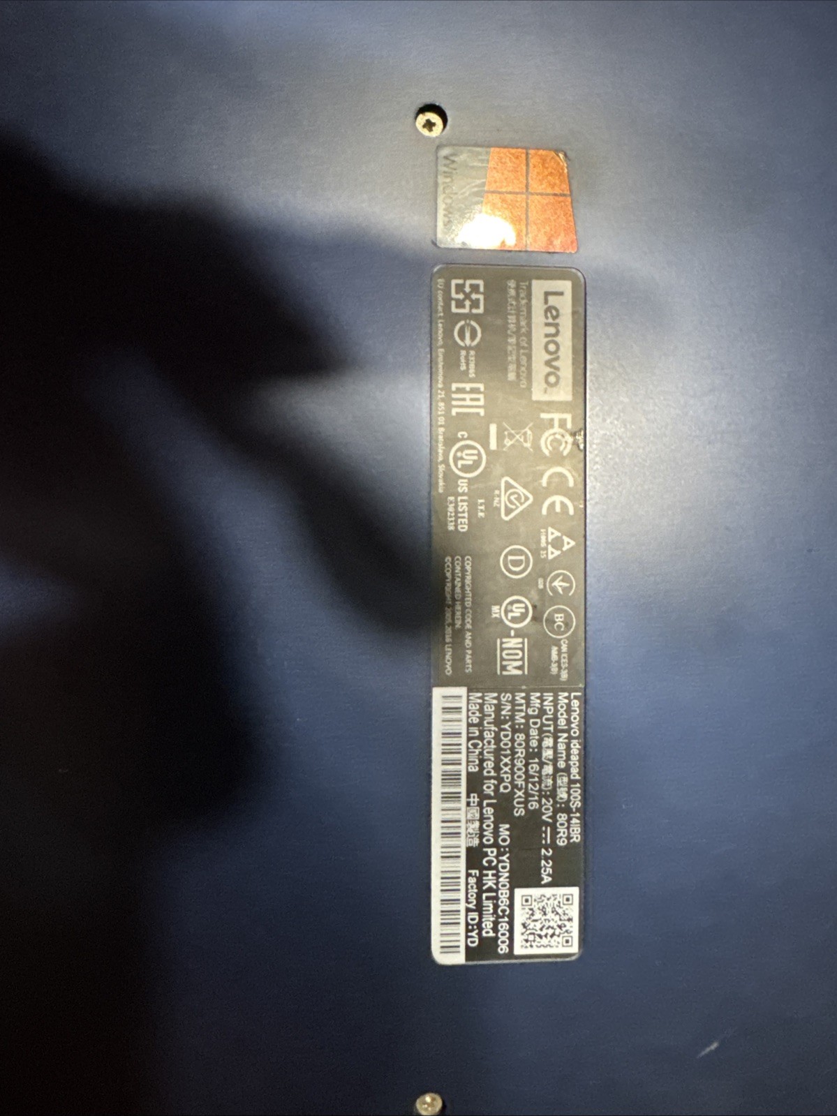 Lenovo Ideapad 100S-14IBR Laptop Celeron N3050 1.6GHz 2GB RAM 64GB HDD Bad Batt