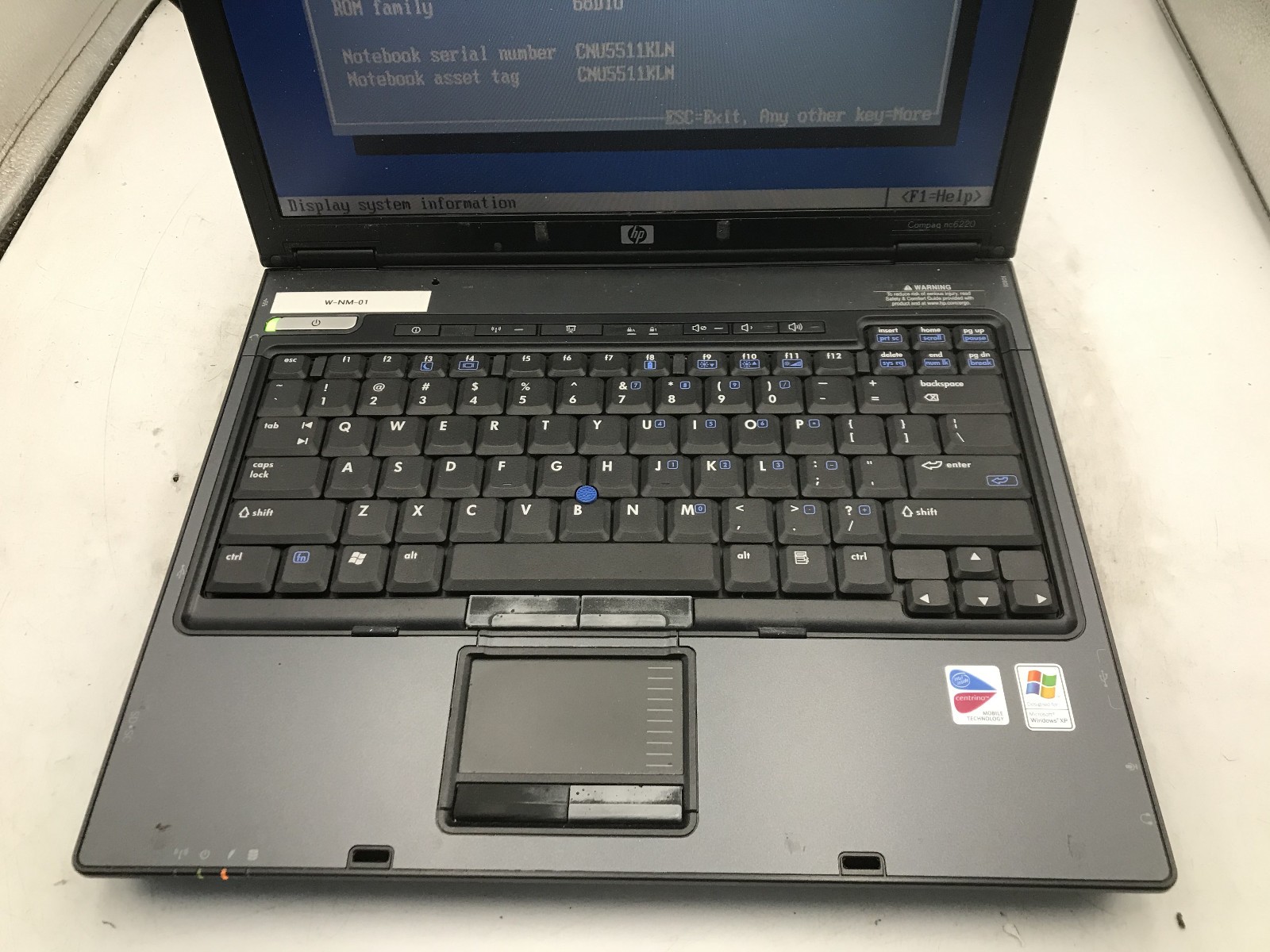 HP COMPAQ NC6220 – BOOTS TO BIOS – INTEL PENTIUM M – 512MB RAM – READ DESC – BB!