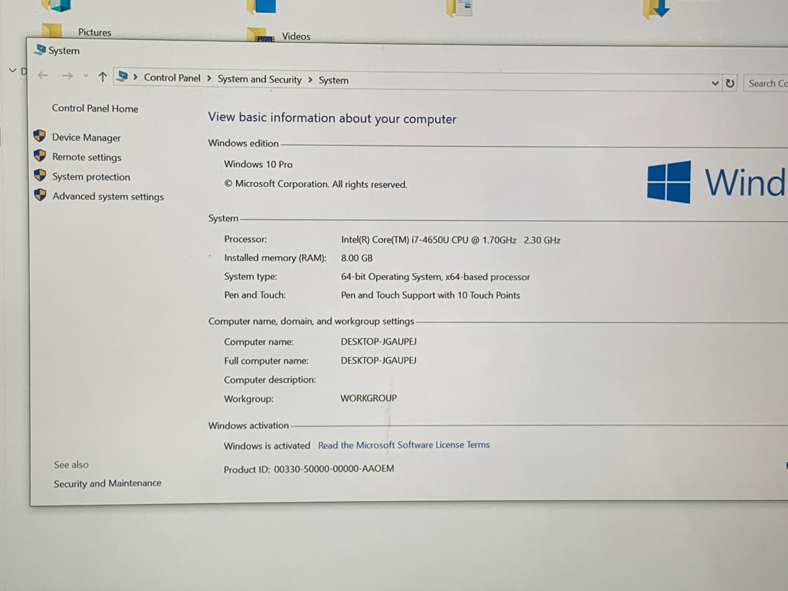 MICROSOFT SURFACE PRO3 1631 i7-4650U@1.7GHz 8GB RAM 512GB SSD W10P TOUCH AC *QTY
