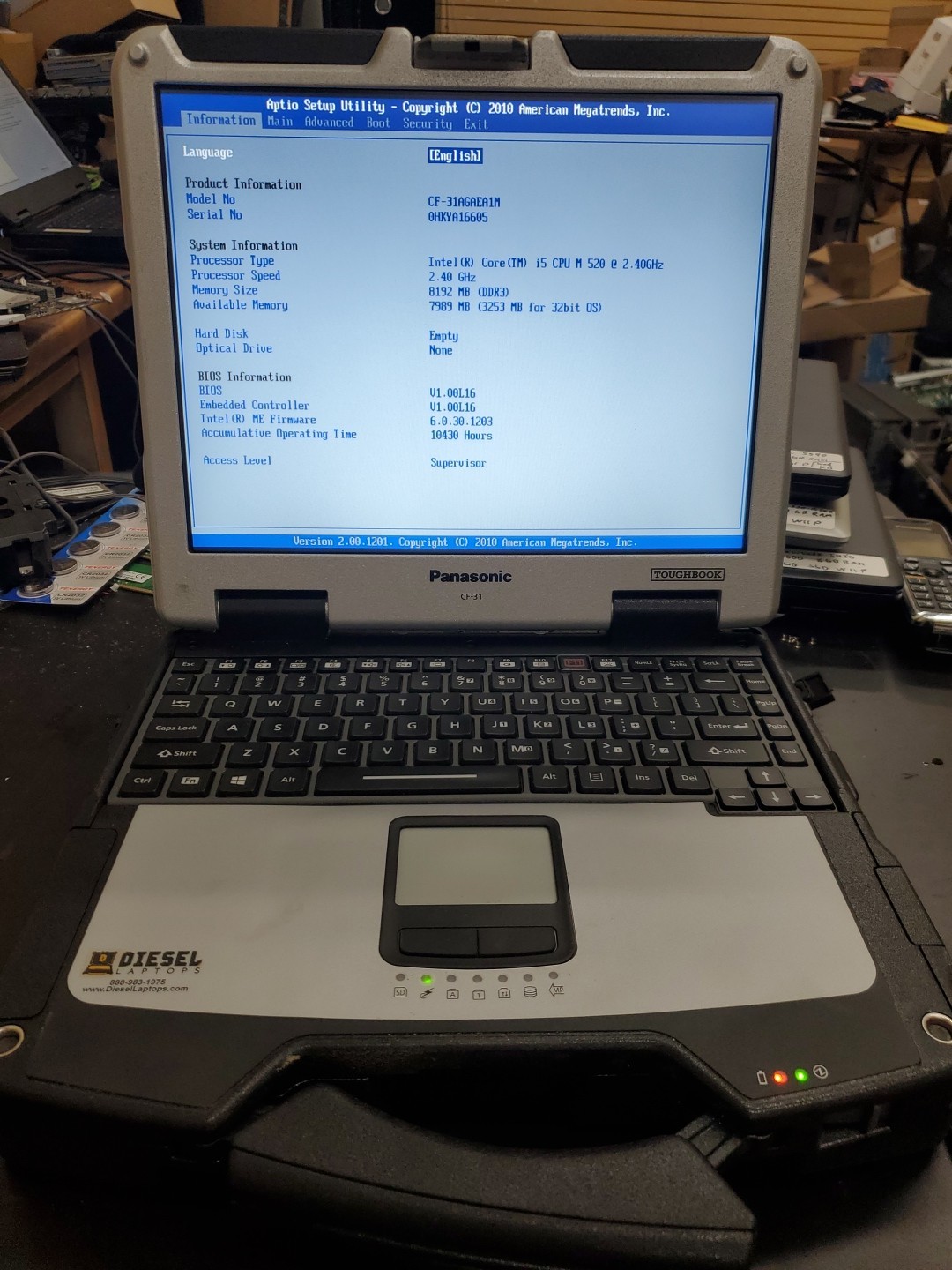 Panasonic Toughbook CF-31 MK-1 i5 520M @ 2.40GHz 8GB 10430HRS Diesel