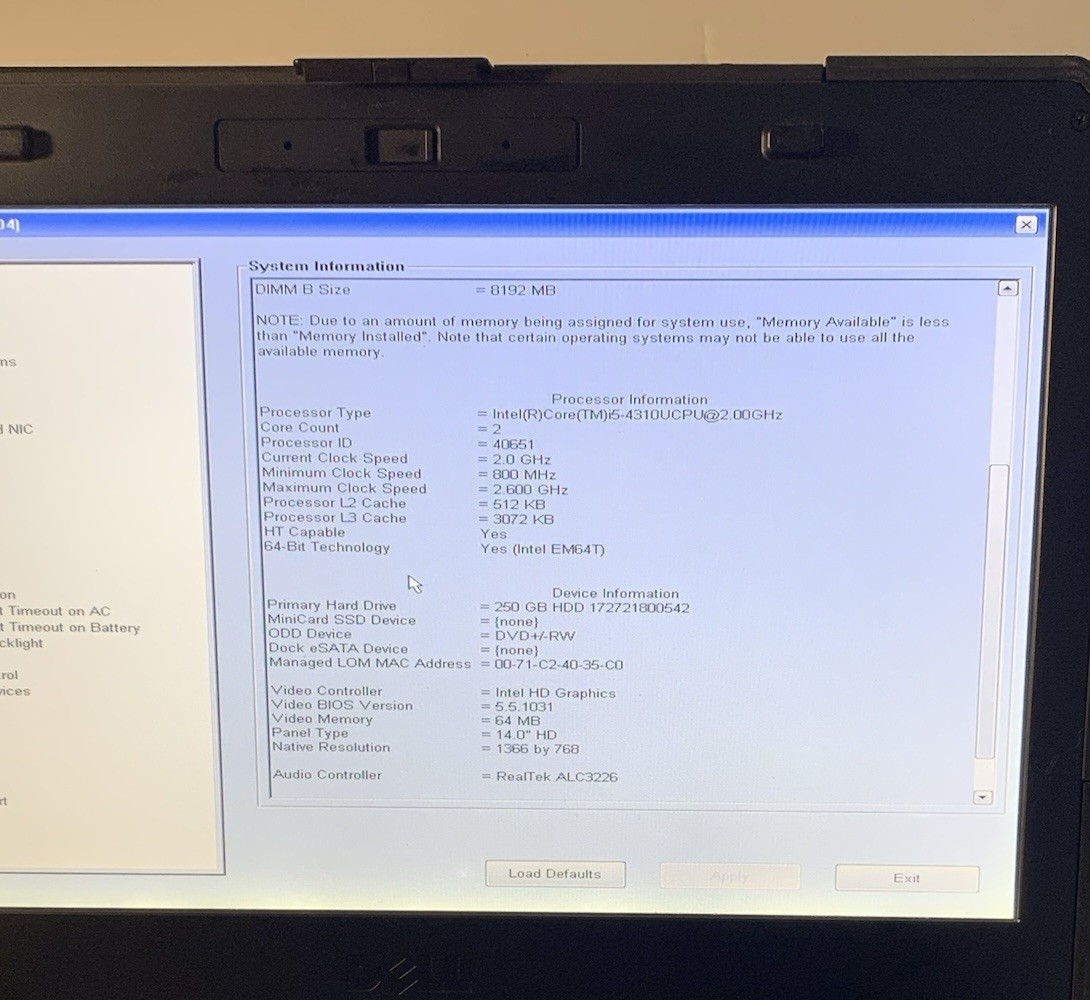 DELL LATITUDE 5404 RUGGED TOUCH i5-4310U 2.0GHZ 8GB RAM 256 SSD Win 10 Touch