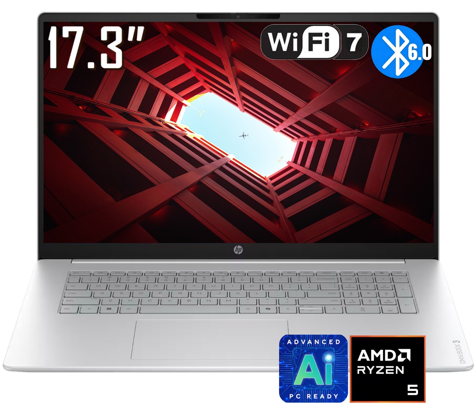 HP OmniBook 3 17.3″ FHD Laptop AMD Ryzen 5 40 8GB LPDDR5 1TB SSD Bluetooth 6.0
