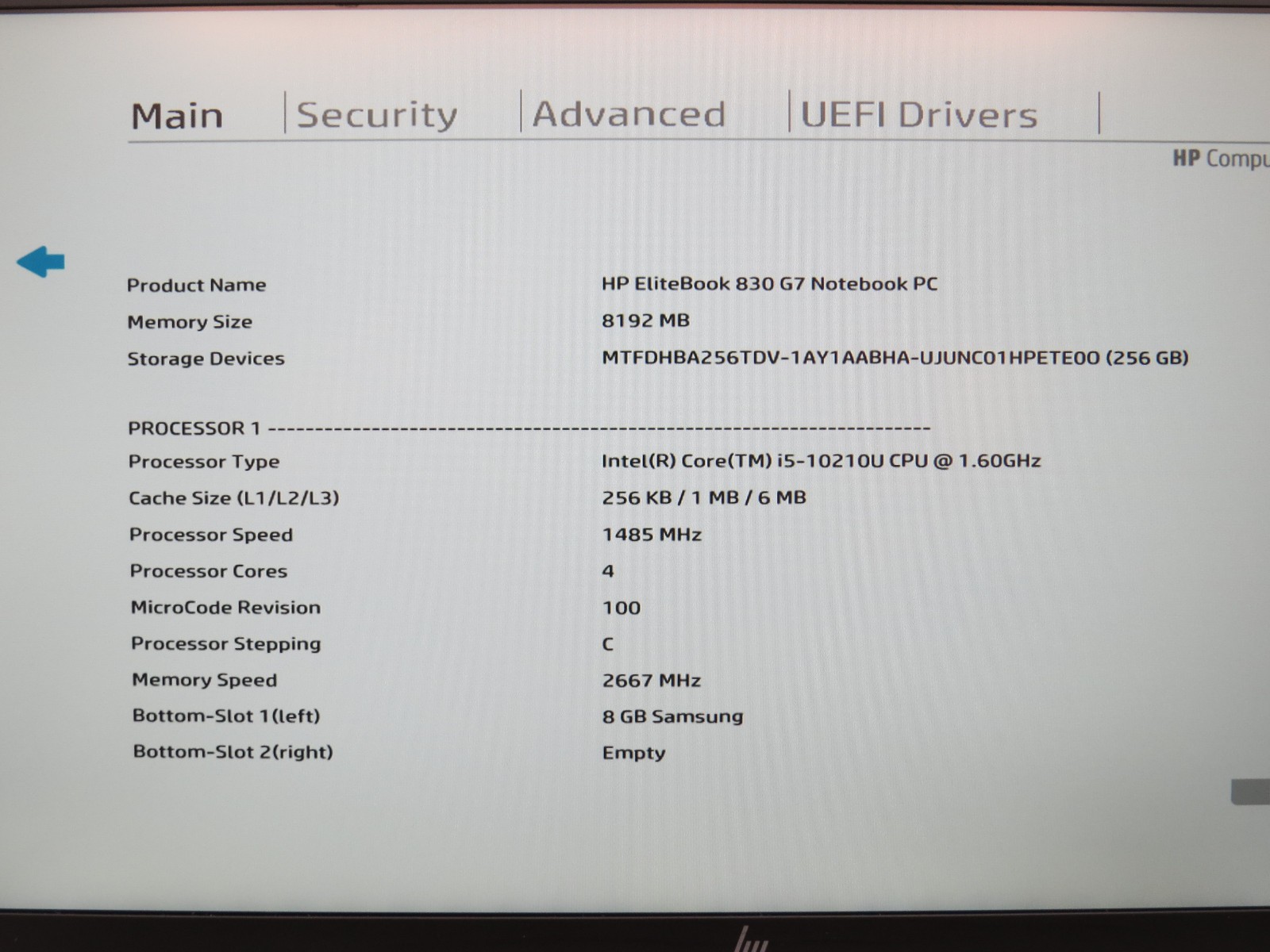 HP Elitebook 830 G7 | i5-10210U @ 1.6GHz | 8GB DDR4 | 256GB m2 | 13″ | Win 11