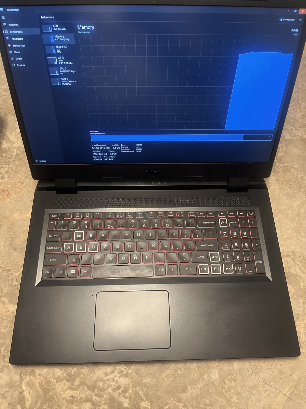 Acer Nitro 5 17.3″ 144Hz IPS RTX 3050 Intel i5-12450H 2GHz 8GB DDR4 512GB SSD