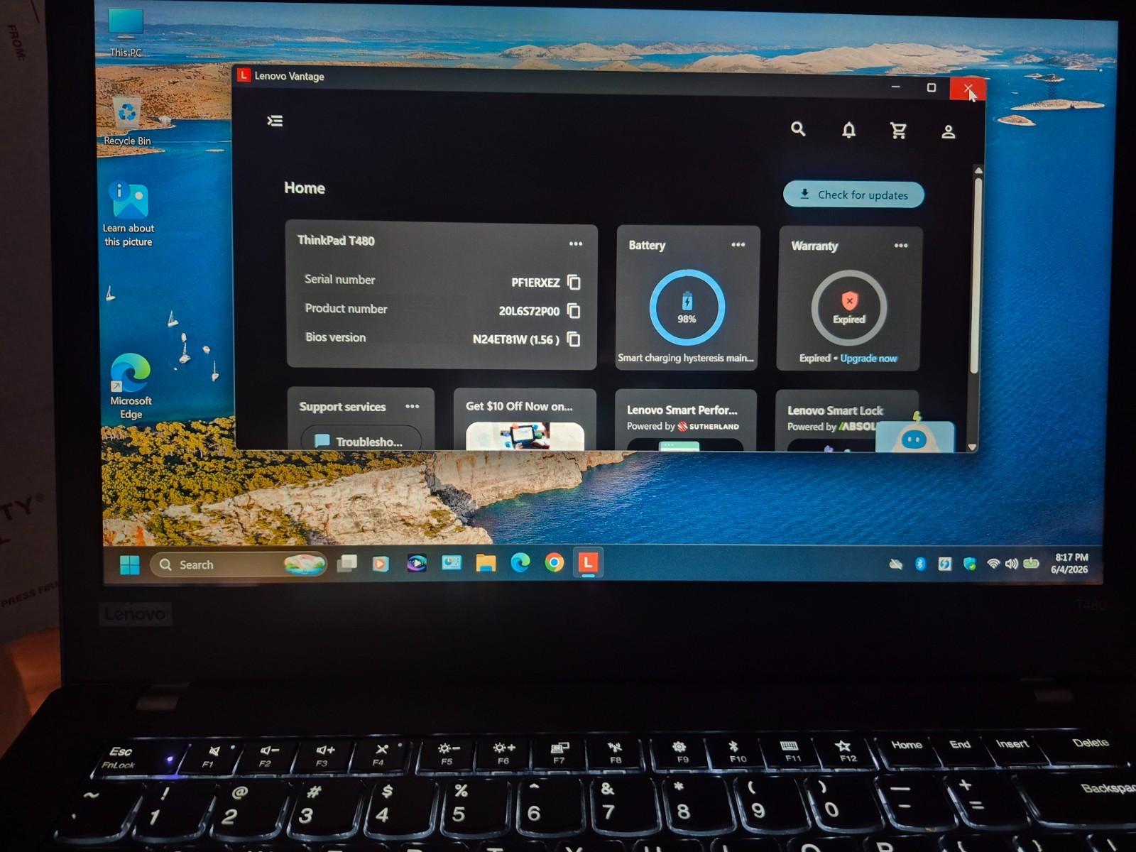 LENOVO THINKPAD T480 i7-8650U TOUCH 16GB RAM 512GB SSD WIN 11 + OFFICE PRO 2024
