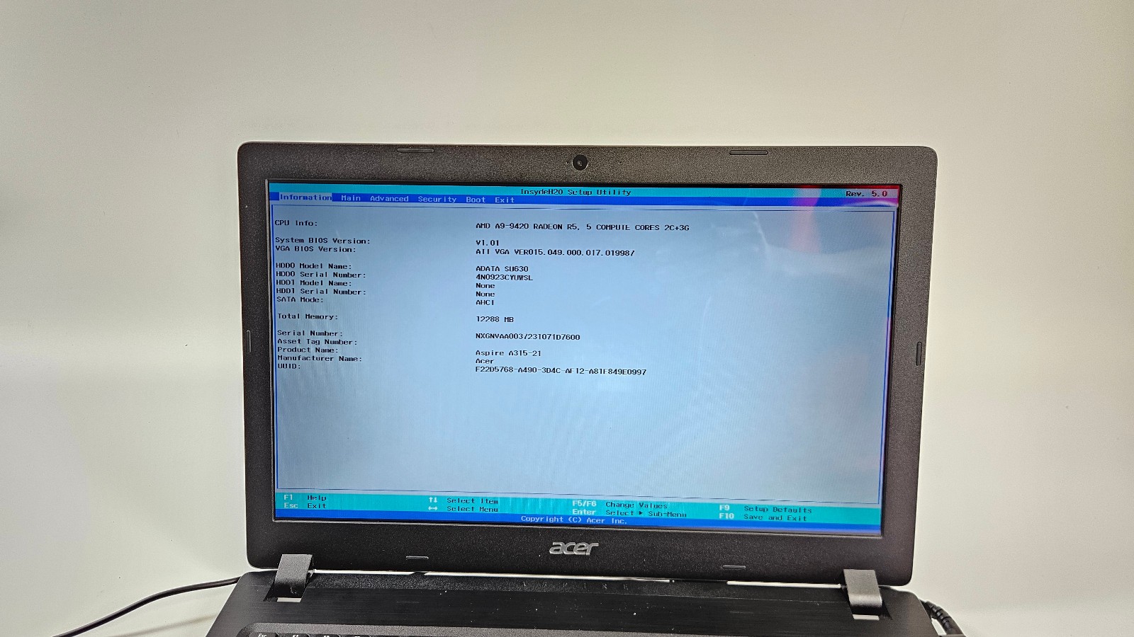 Acer Aspire A315-21-99ES 15.6″ Laptop AMD A9 128GB SSD 4GB RAM NO OS Bad Battery