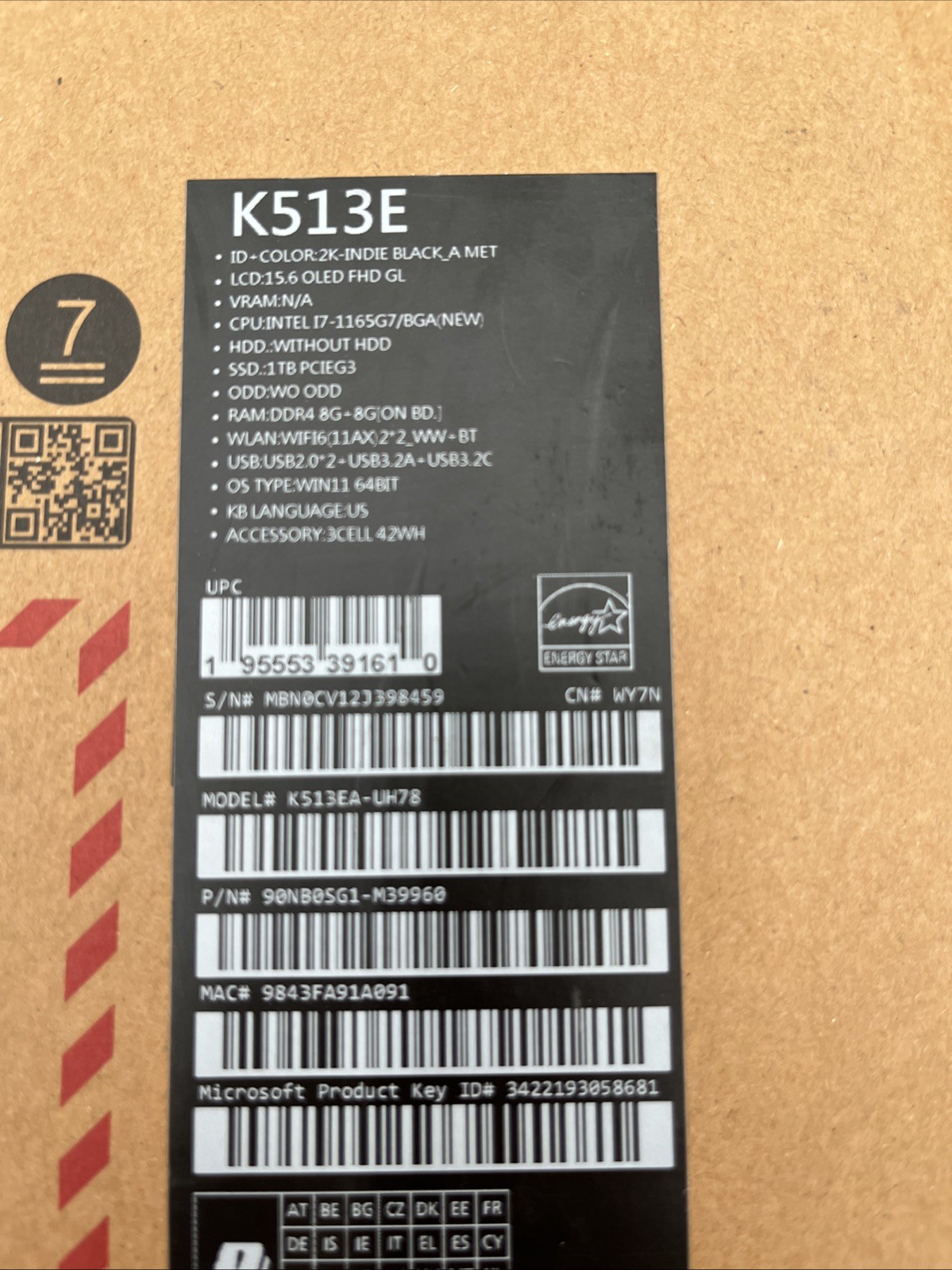 Asus Vivobook 15 K513E Silver- New Sealed Box