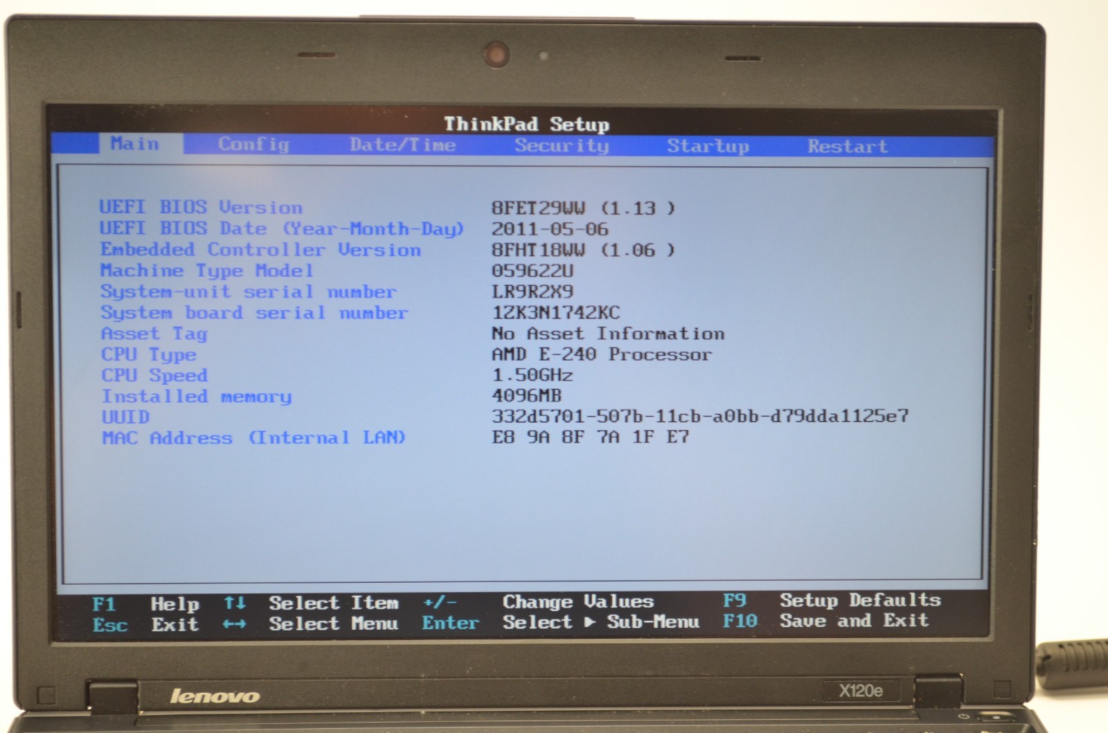 Lenovo ThinkPad x120e AMD E-240 Processor 1.50GHz 4GB Ram 250GB HDD PARTS