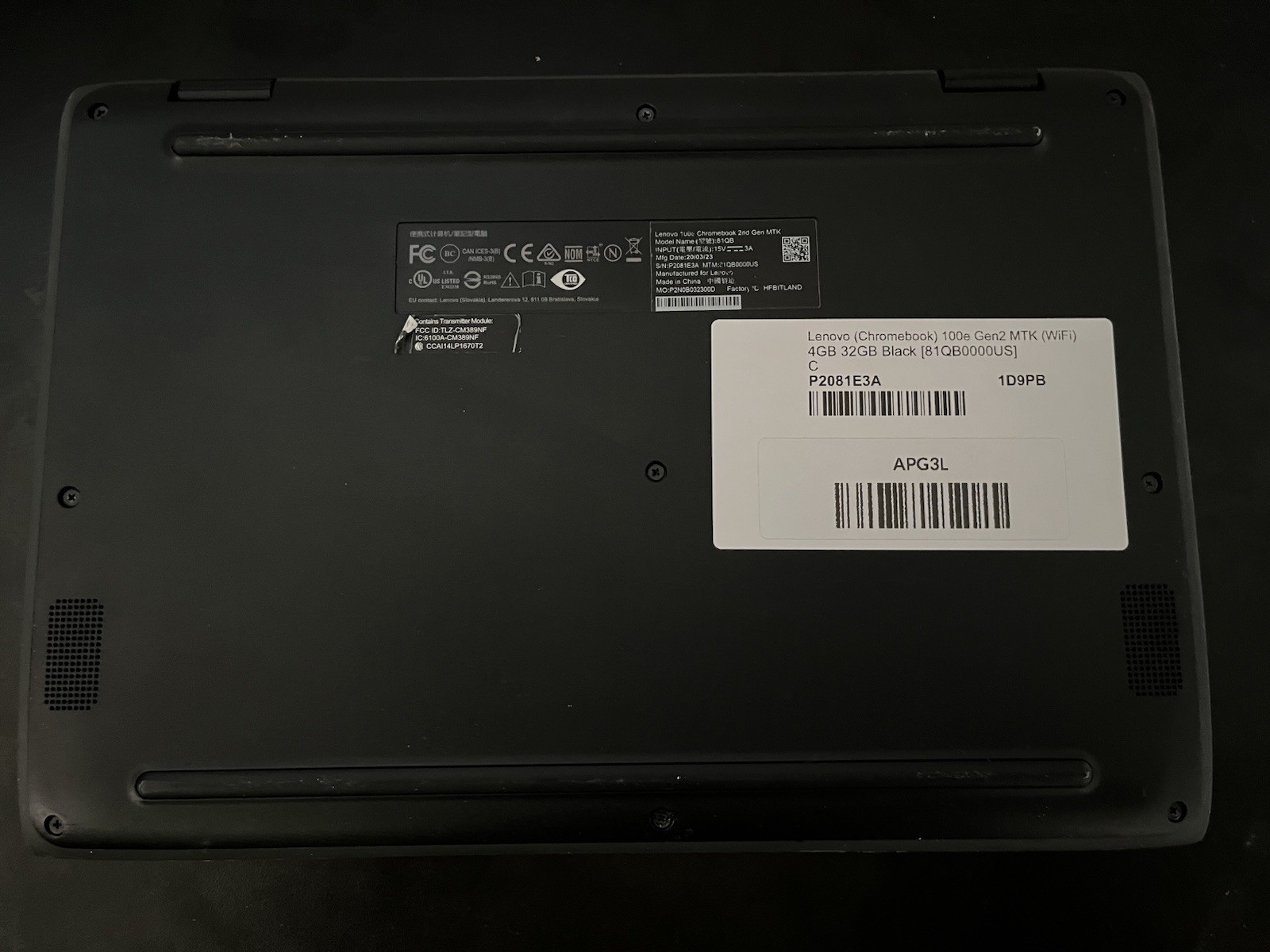 Lenovo 100e Gen2 MTK Chromebook 11.6″ 4GB RAM 32GB eMMC Black