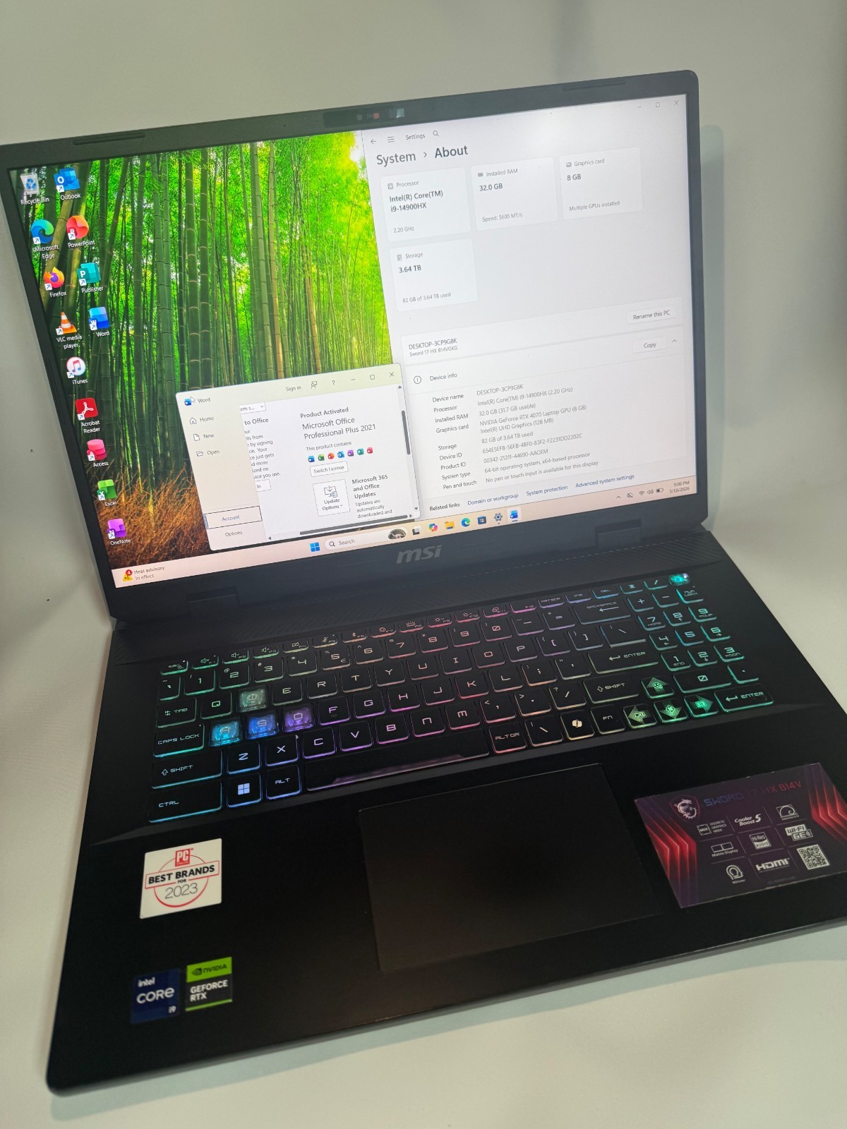 MSI Sword 17 HX B14V – 4TB SSD- i9 14900HX – 32GB DDR5- RTX 4070-MS Office 21 P