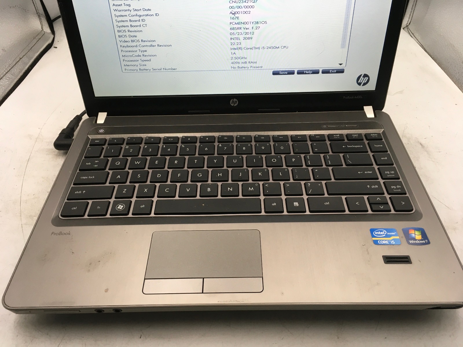 HP PROBOOK 4430s – BOOTS TO BIOS – INTEL I5 2450M – 4GB RAM -READ DESCRIPTION-BB
