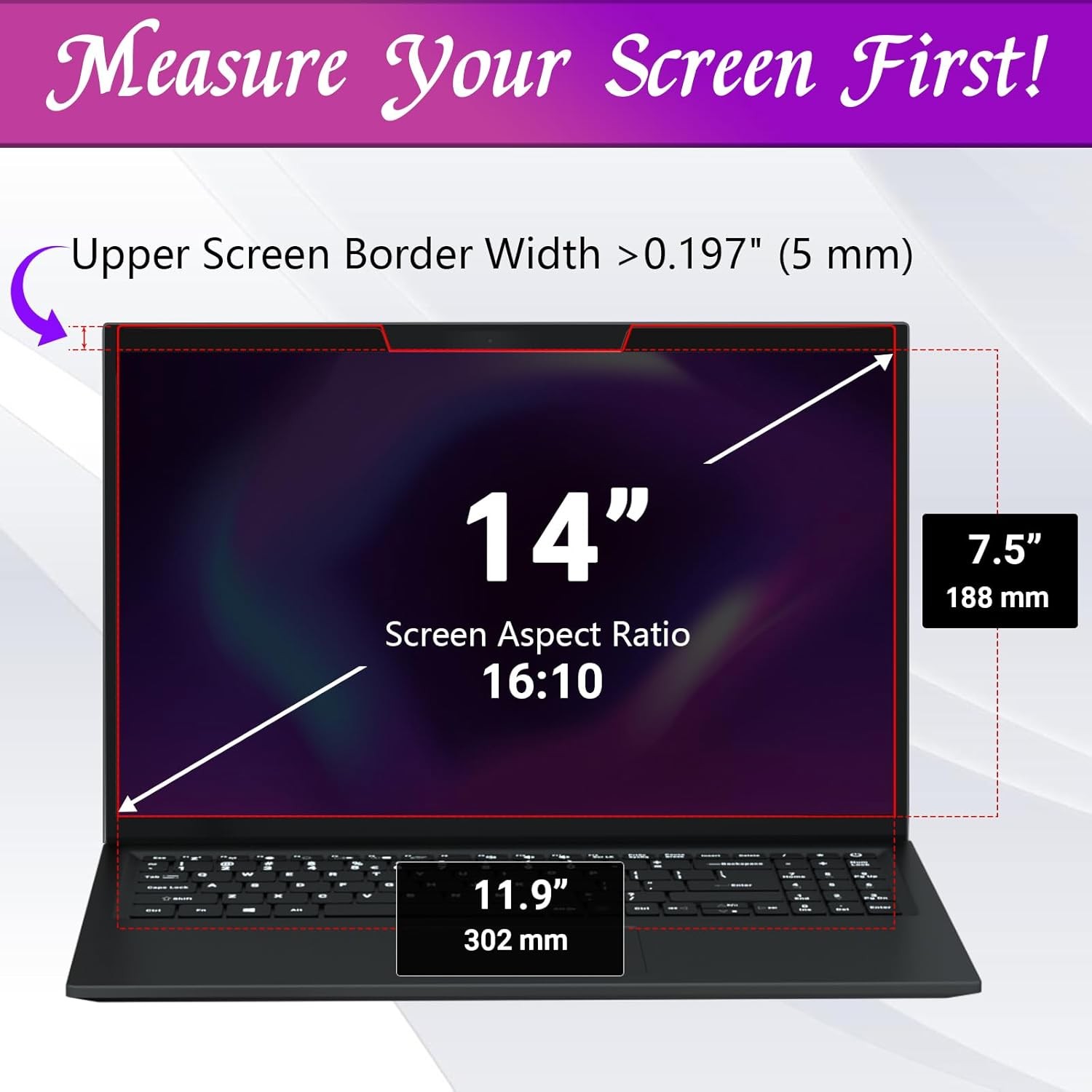 Magnetic Privacy Screen for 14 Inch 16:10 Laptops, Anti-Glare Shield for HP, Len