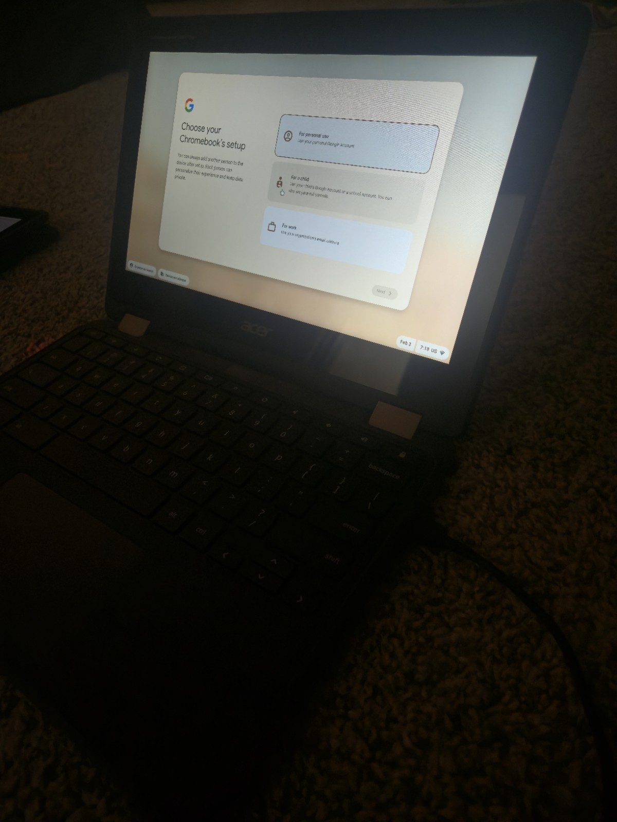 Acer Chromebook Spin 11 2 in 1 11.6″ Touchscreen Intel 4GB RAM 32GB HD USB-C