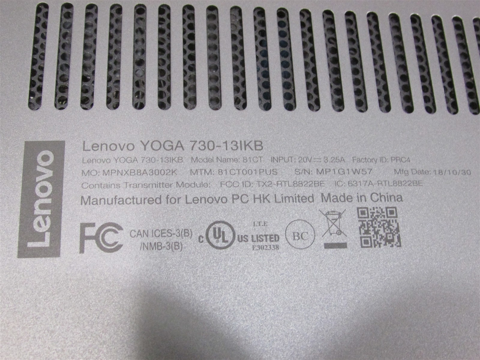 Lenovo Yoga 730-13IKB i7-8550U 1.8GHz 8GB RAM 256GB NVME 13″ W11H 2-in-1 DENTS
