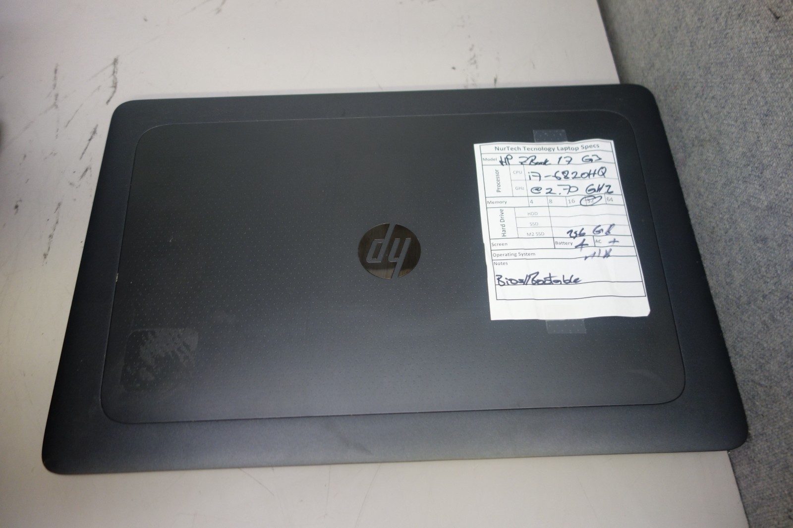 HP ZBook 17 G3 17.3″ i7 2.7GHz 32GB/256GB m2 SSD [NO OS] Laptop [BIOS] +AC
