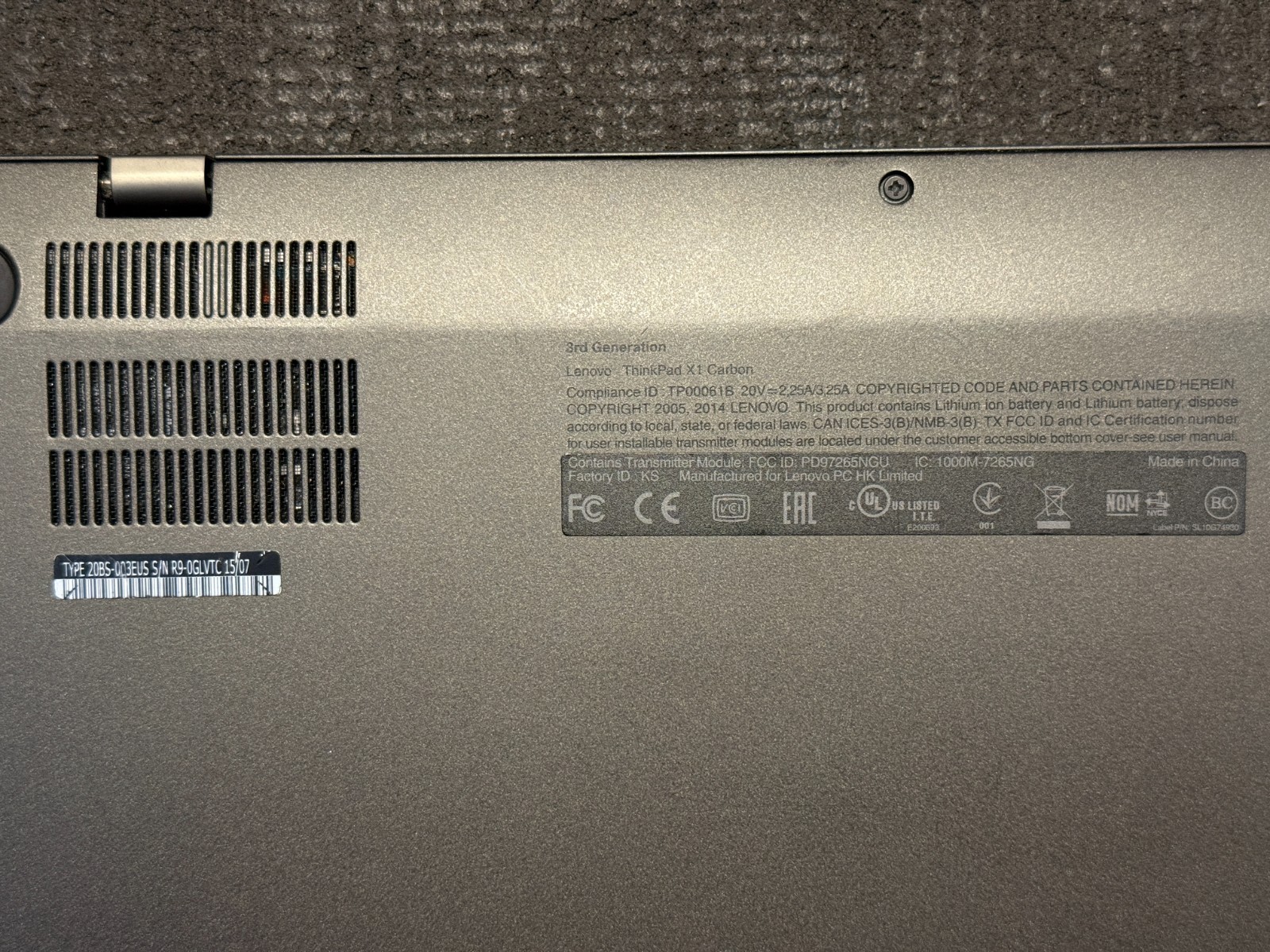 THINKPAD X1 CARBON GEN 3 14″ Intel Core I7-5600U 2.6GHz 8GB RAM 512GB M.2 Laptop