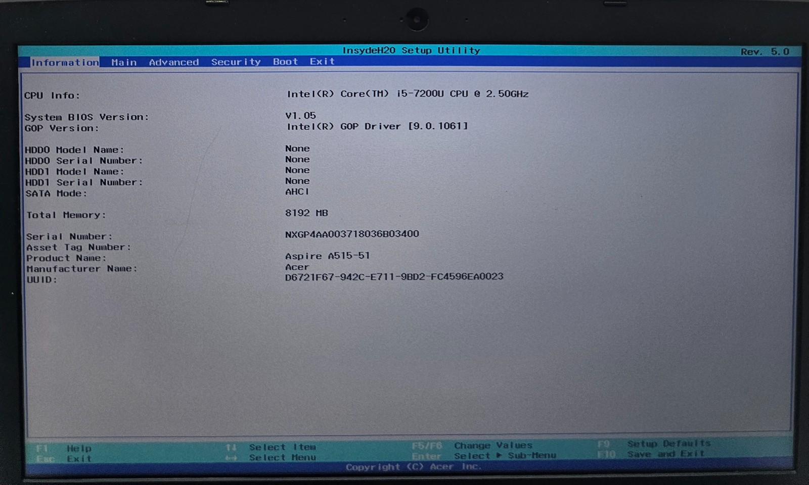 Acer Aspire 5 A515-51-563W Laptop Intel Core i5-7200U 8GB Ram NO HD/OS (FL)