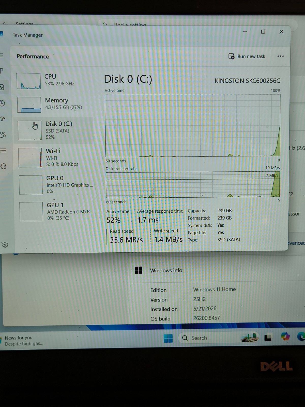 Dell Inspiron 15-5559 Touch/Bklt KB Core i7 6thGen 16GB 256GB SSD Win11Hm