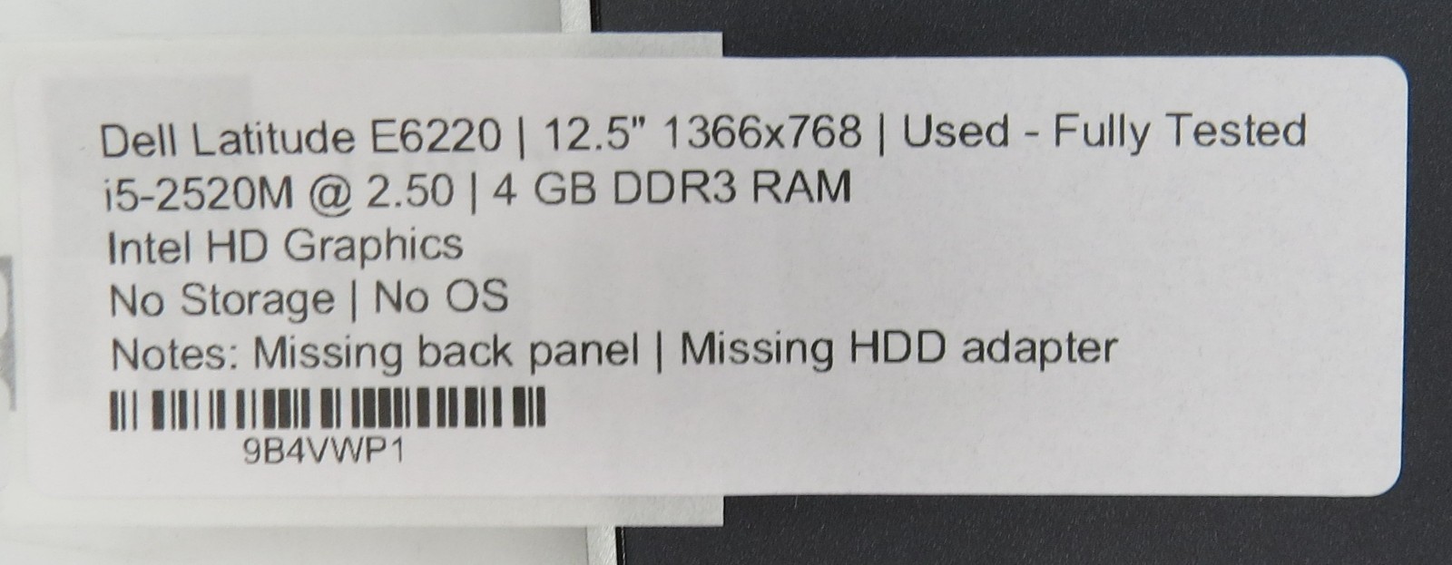 Dell Latitude E6220 _ i5-2520M @ 2.5 _ 4GB DDR3 RAM _ No SSD / OS _ w/ AC