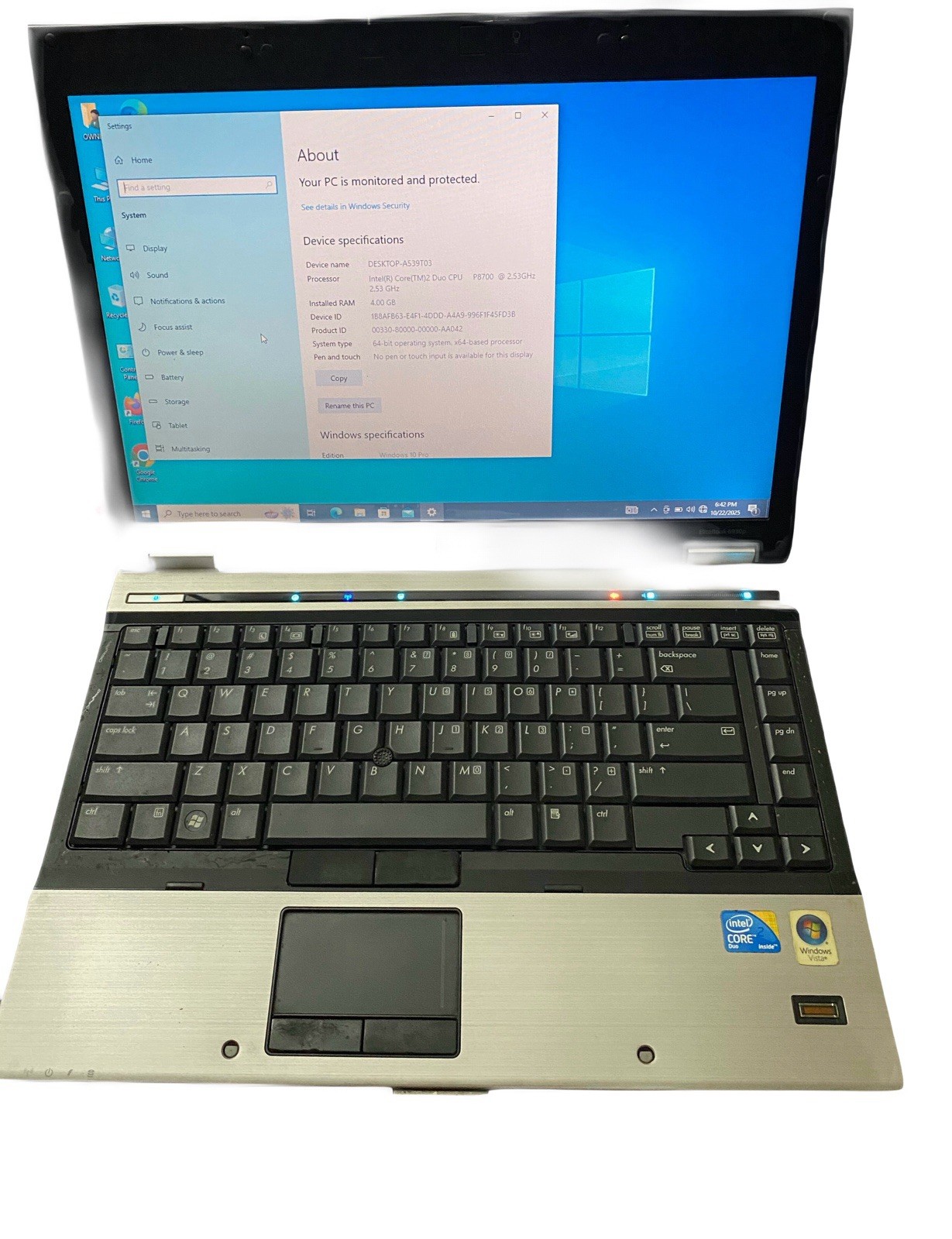 HP EliteBook 6930p Core 2 Duo 4GB RAM 250GB HDD Windows 10 Laptop