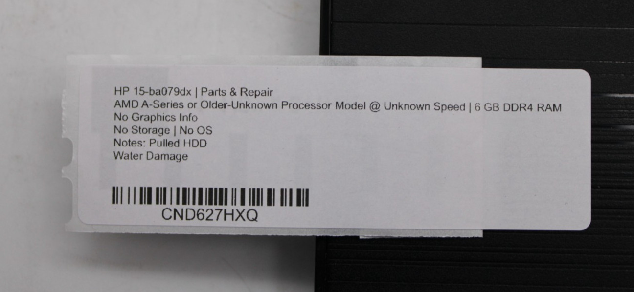 HP 15-ba079dx 15.6″ AMD-A 6GB RAM NO STORAGE/OS/POWER *PARTS/REPAIR*