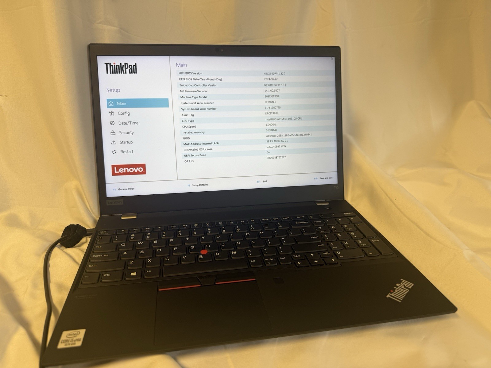 Lenovo ThinkPad T15 Gen 1 15″ i5-10310U@1.70GHz 16GB No OS/BIOS LOCKED